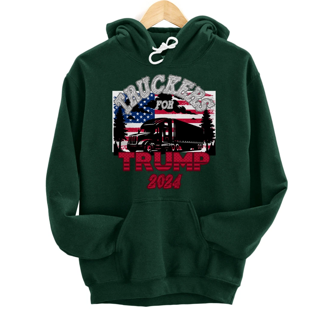 Patriotic American Flag Trump 2024 Pullover Hoodie