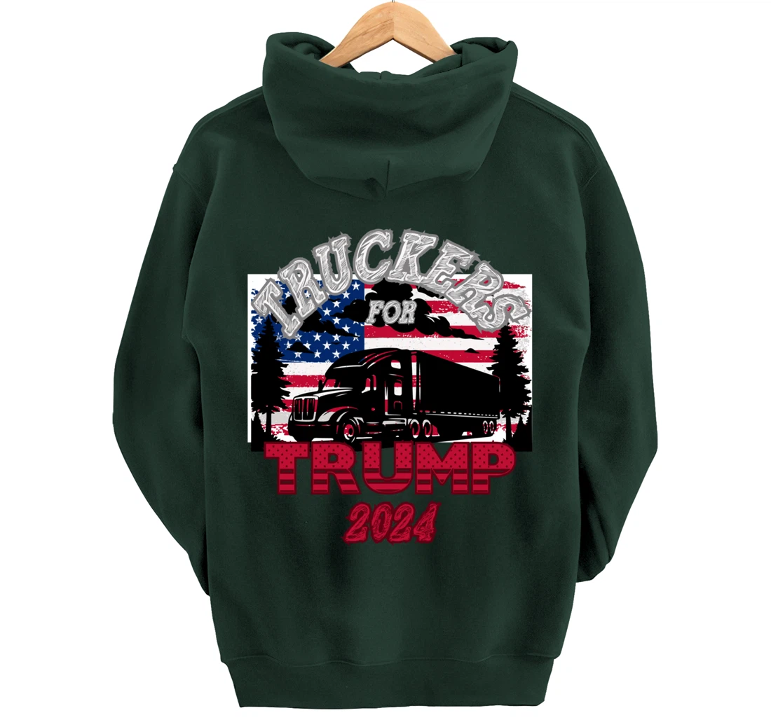 Patriotic American Flag Trump 2024 Pullover Hoodie