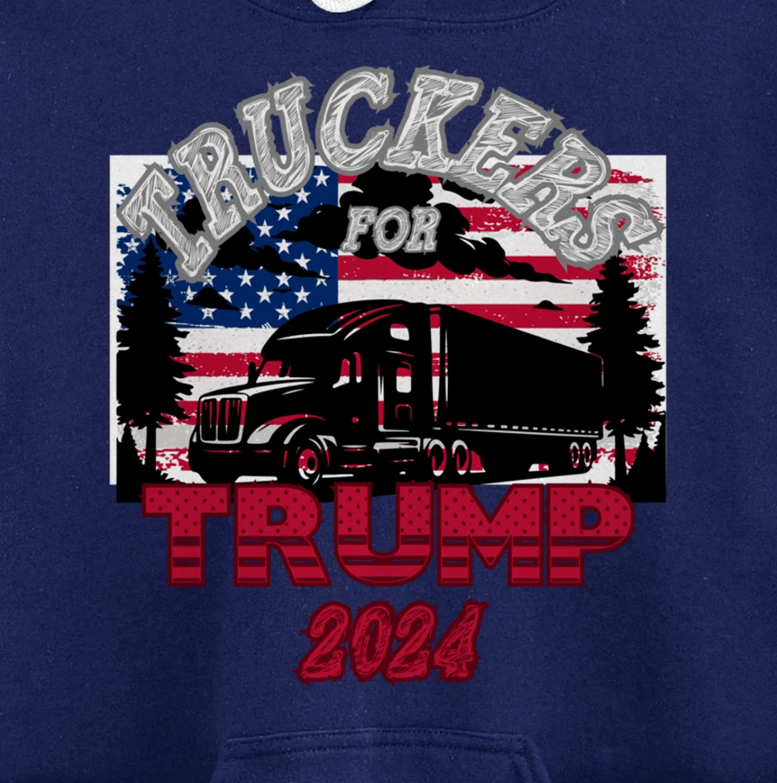 Patriotic American Flag Trump 2024 Pullover Hoodie