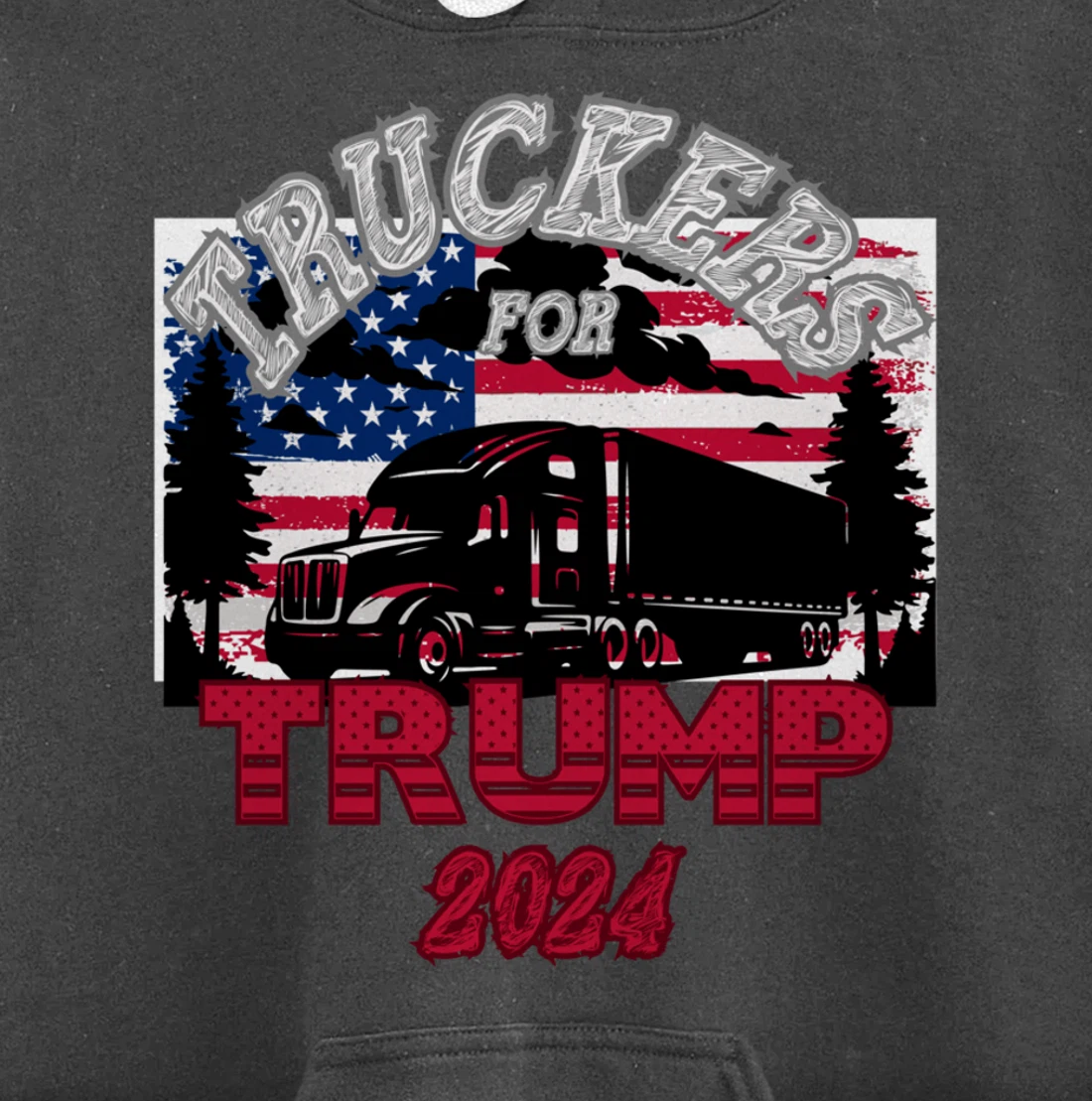 Patriotic American Flag Trump 2024 Pullover Hoodie
