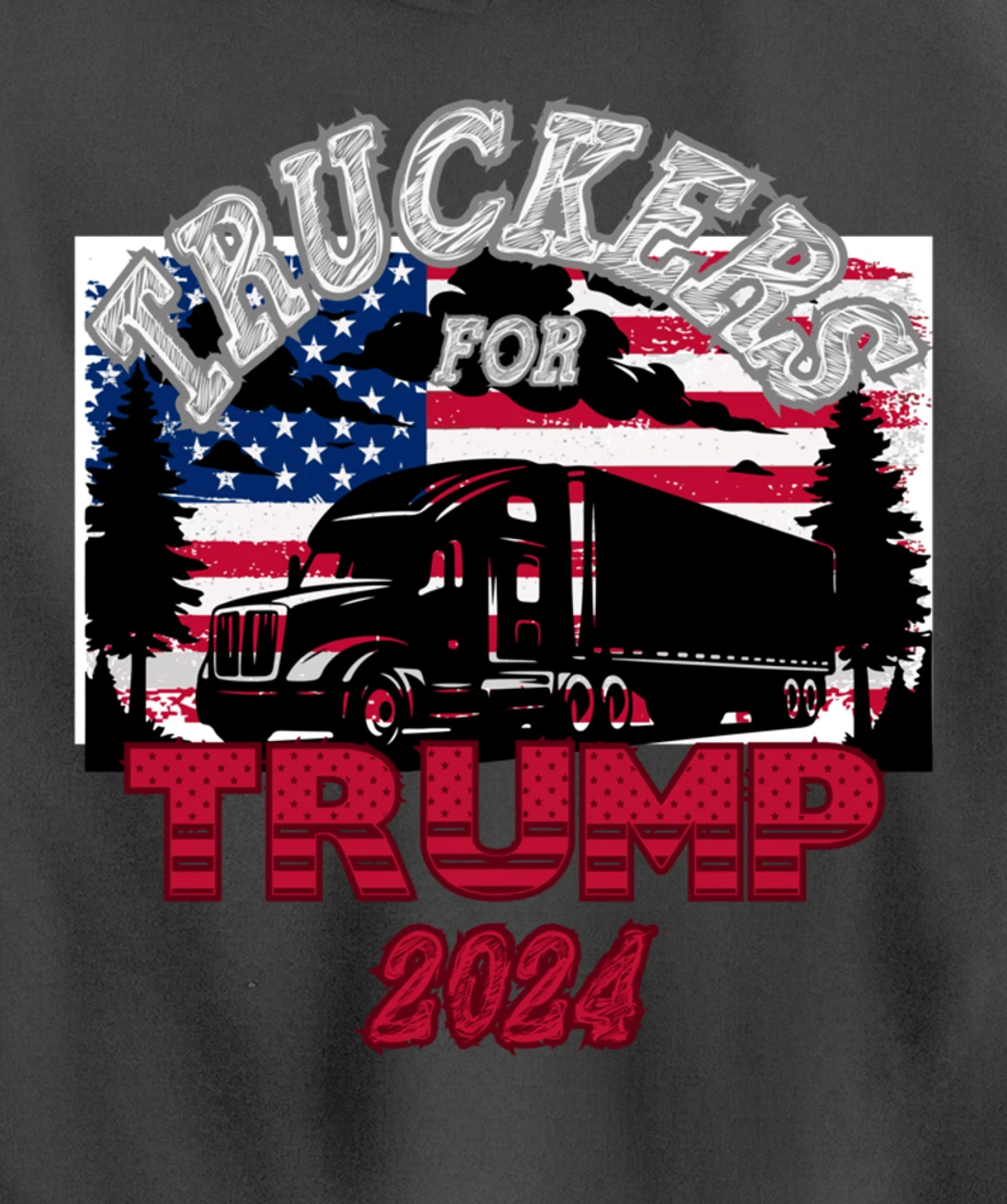 Patriotic American Flag Trump 2024 Pullover Hoodie