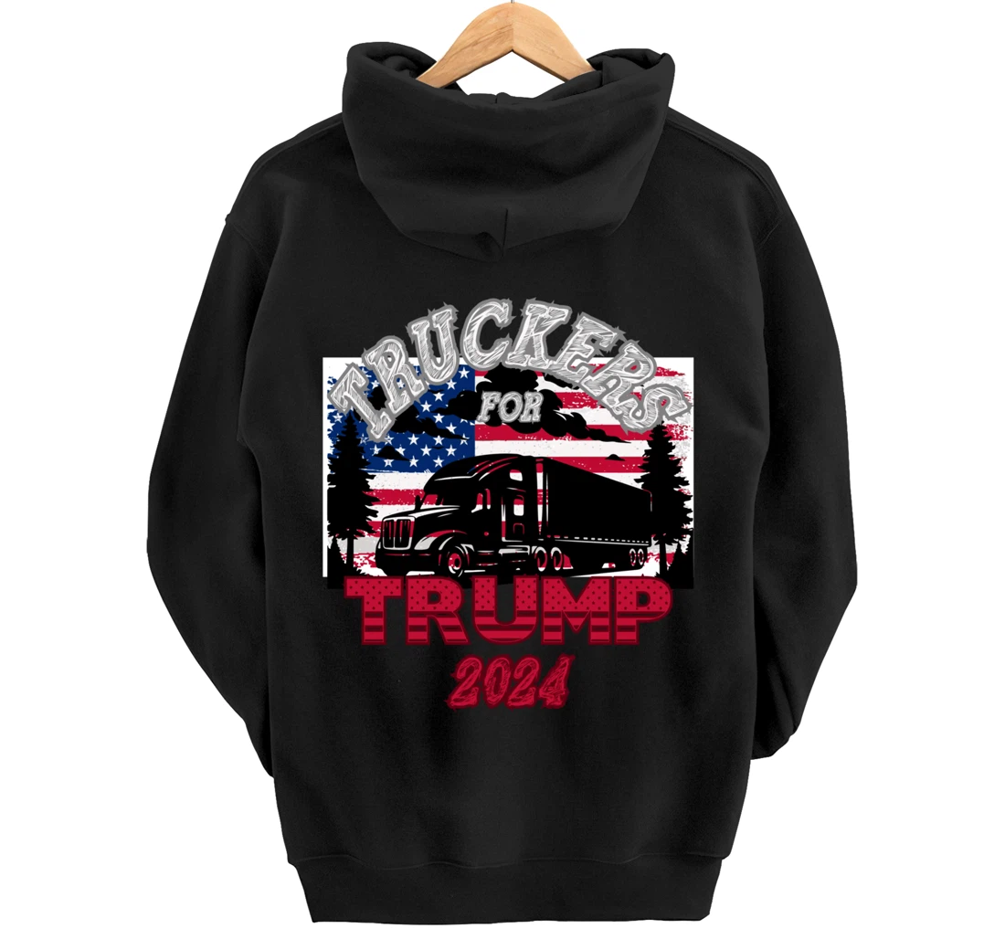 Patriotic American Flag Trump 2024 Pullover Hoodie