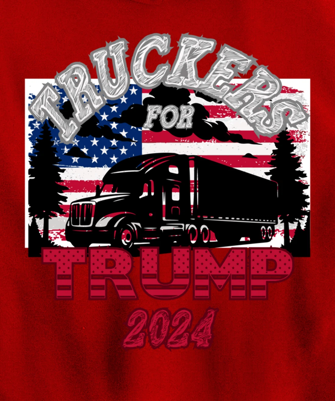 Patriotic American Flag Trump 2024 Pullover Hoodie