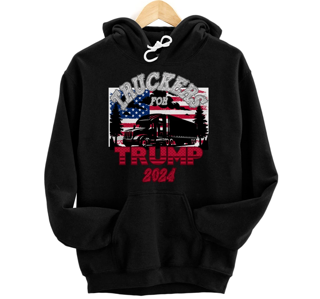 Patriotic American Flag Trump 2024 Pullover Hoodie
