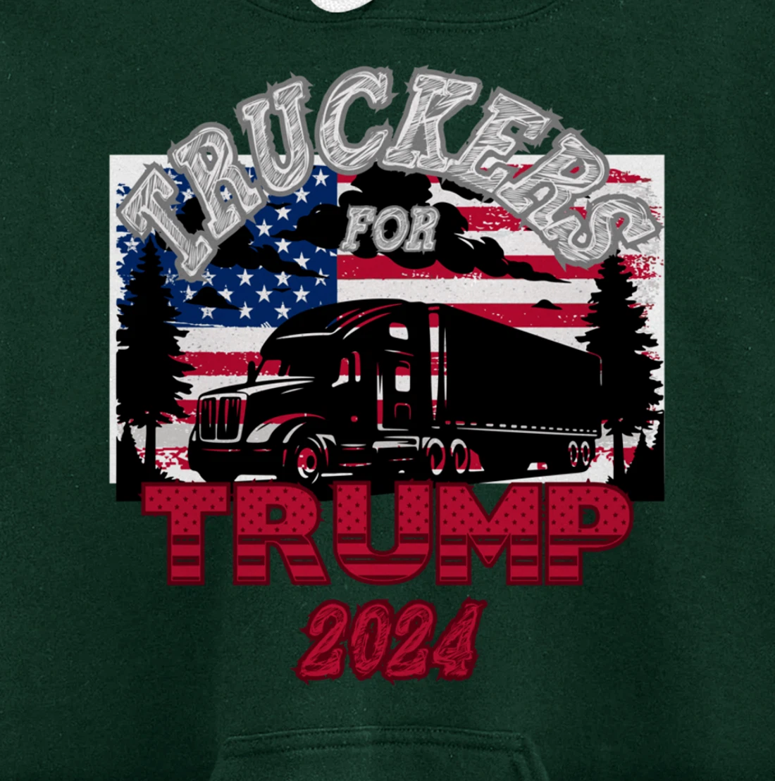 Patriotic American Flag Trump 2024 Pullover Hoodie