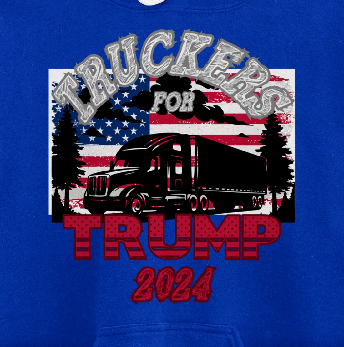 Patriotic American Flag Trump 2024 Pullover Hoodie