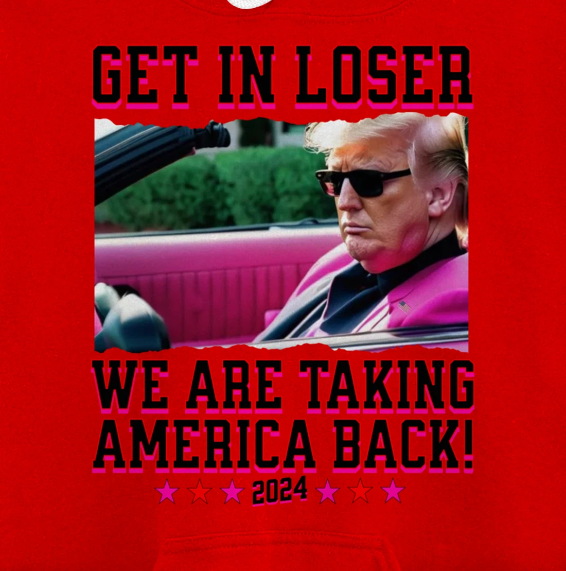 Get In Loser We Are Taking America Back Pink Trump 2024 Pullover Hoodie
