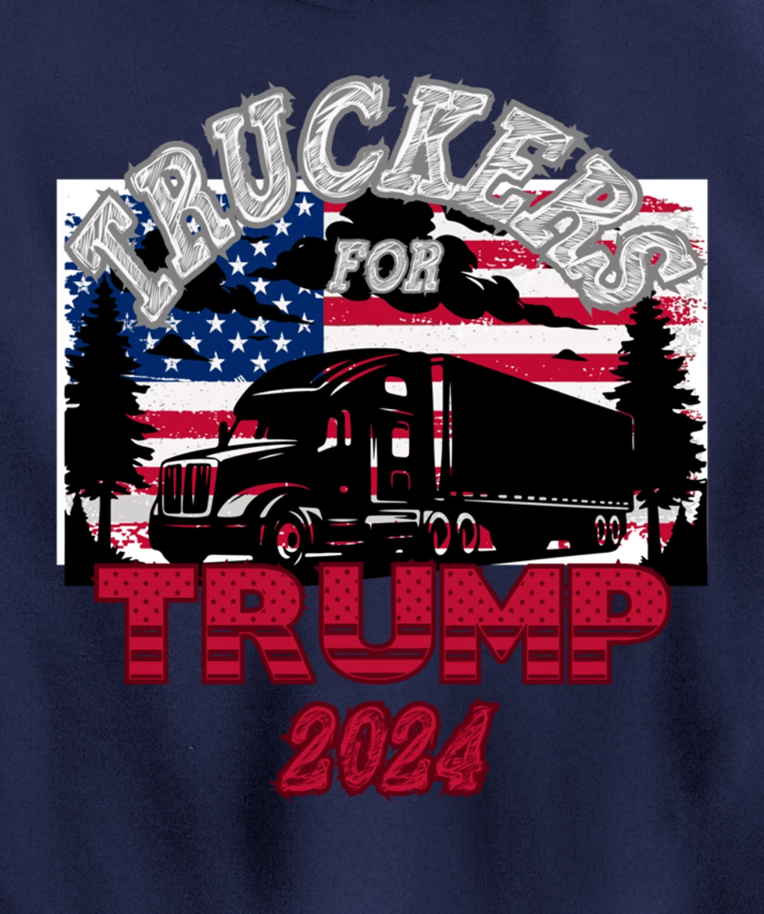 Patriotic American Flag Trump 2024 Pullover Hoodie