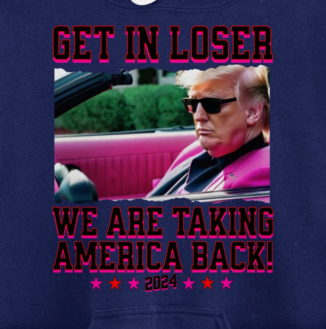 Get In Loser We Are Taking America Back Pink Trump 2024 Pullover Hoodie