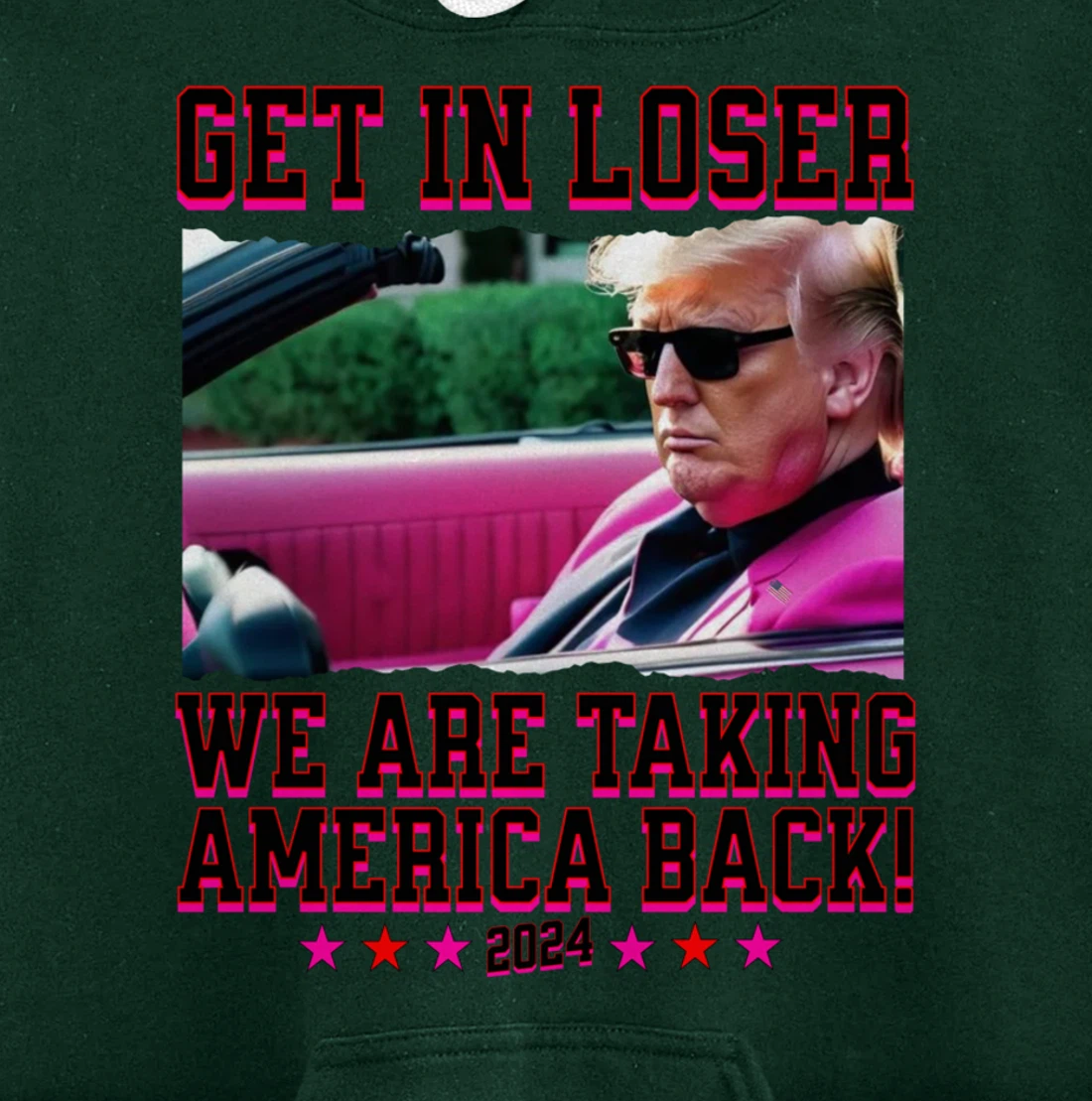Get In Loser We Are Taking America Back Pink Trump 2024 Pullover Hoodie
