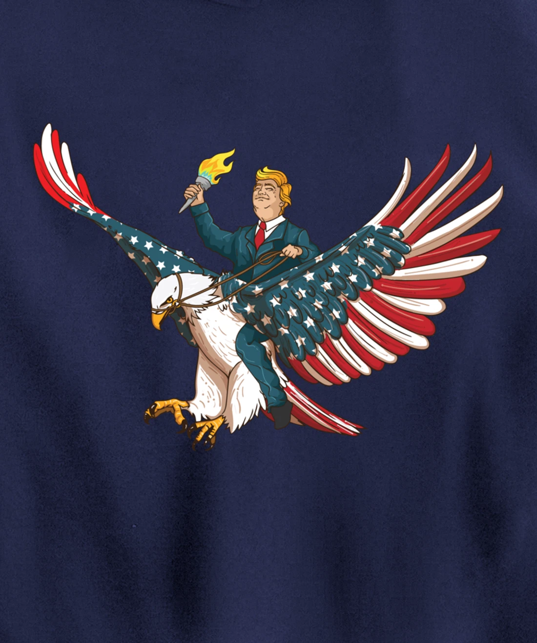 Trump On USA Eagle Cute US 4th Of July Funny American Gift Pullover Hoodie