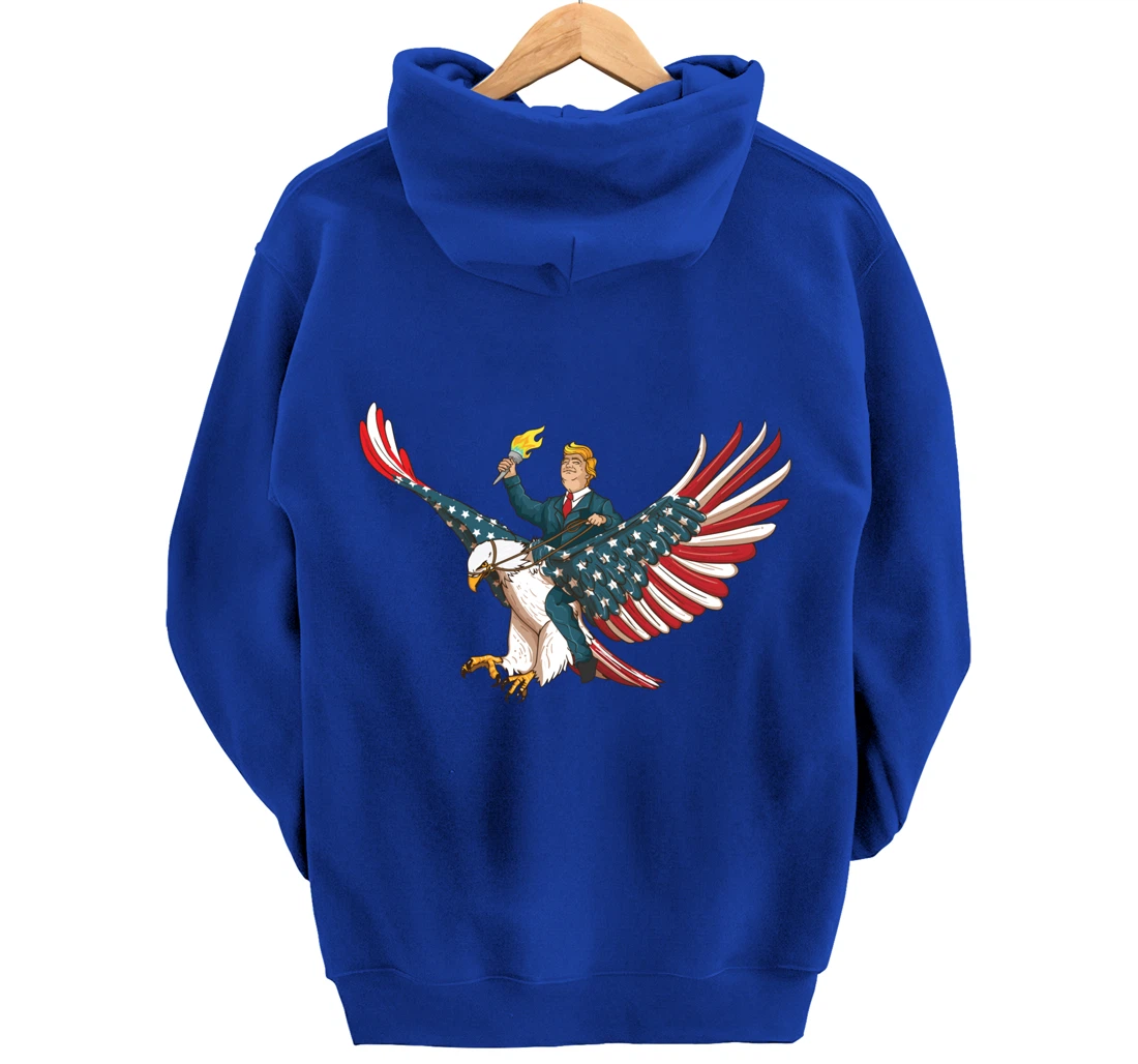 Trump On USA Eagle Cute US 4th Of July Funny American Gift Pullover Hoodie