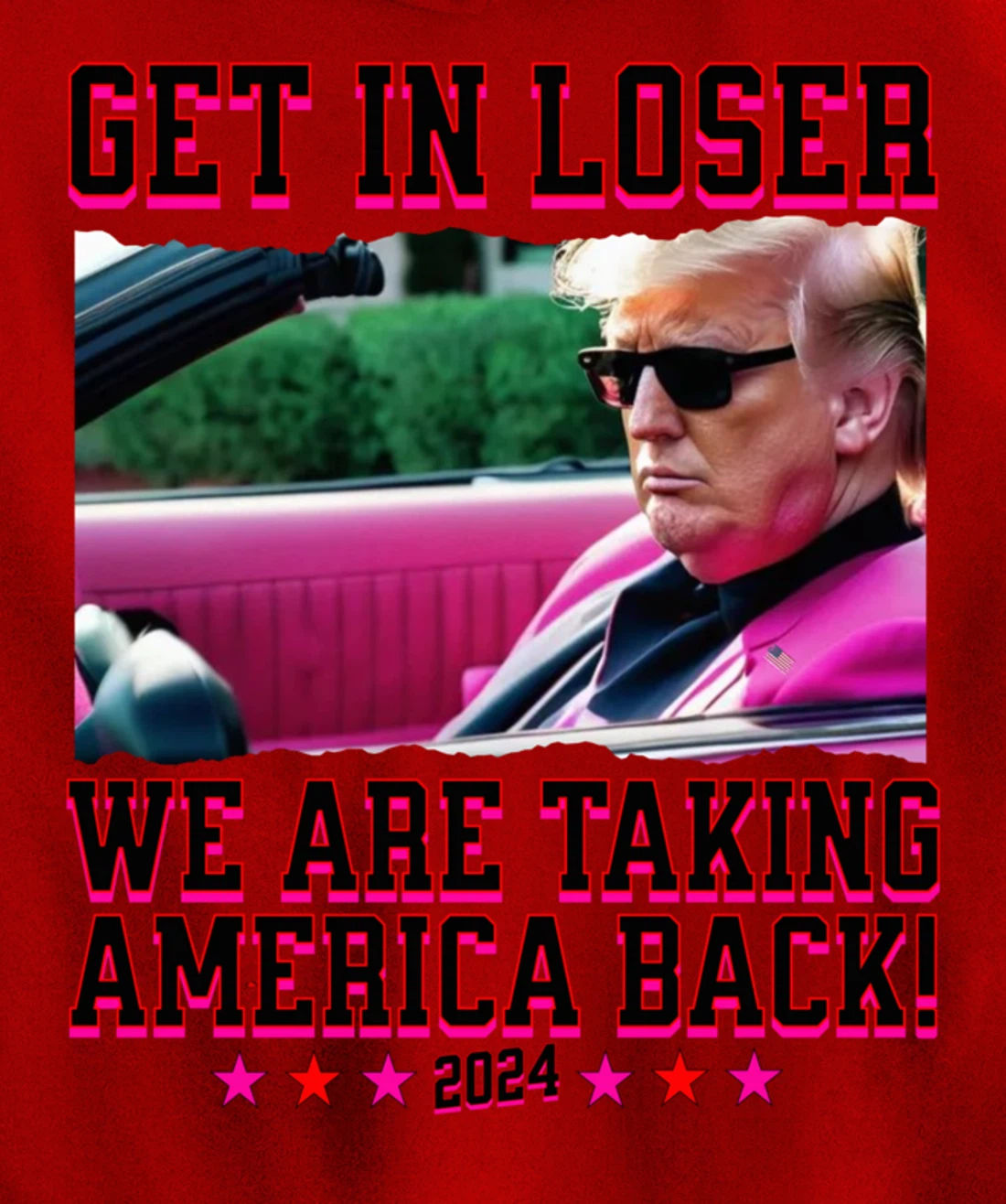 Get In Loser We Are Taking America Back Pink Trump 2024 Pullover Hoodie