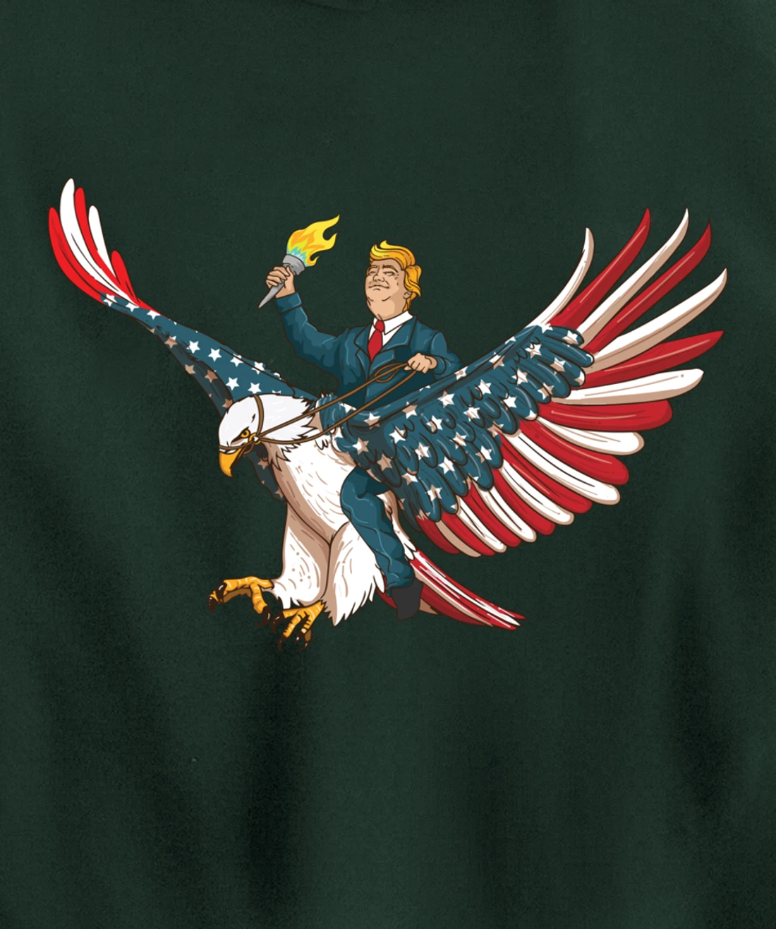 Trump On USA Eagle Cute US 4th Of July Funny American Gift Pullover Hoodie