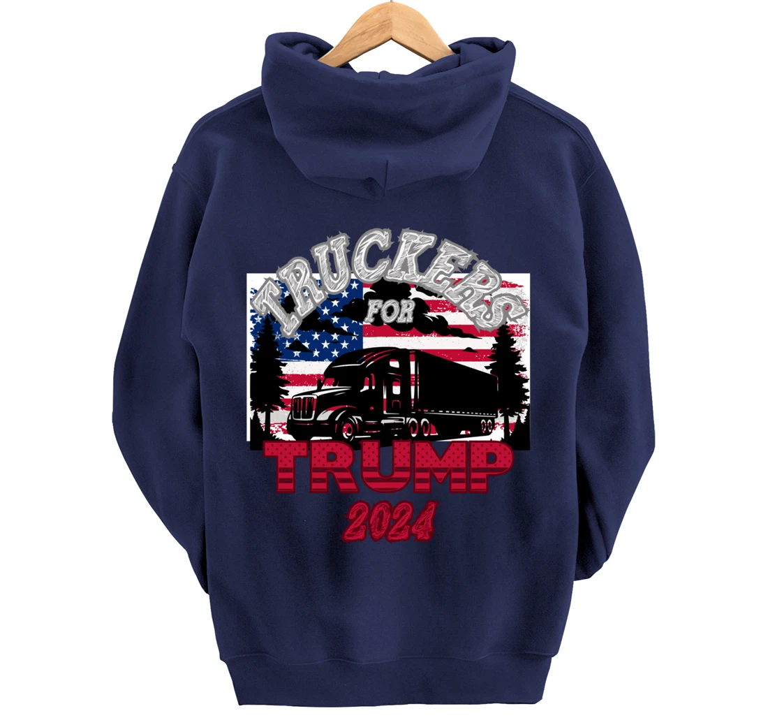 Patriotic American Flag Trump 2024 Pullover Hoodie