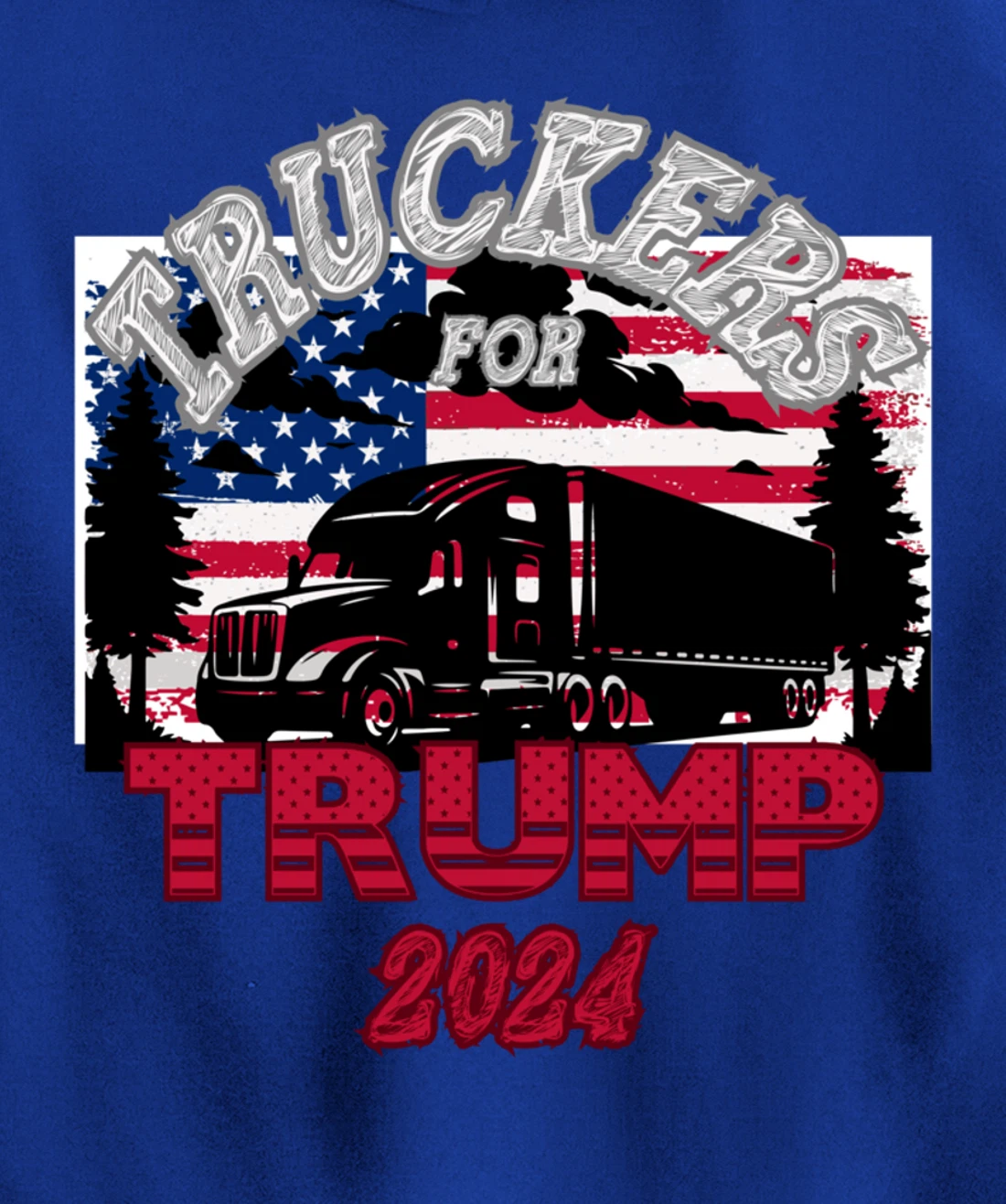 Patriotic American Flag Trump 2024 Pullover Hoodie