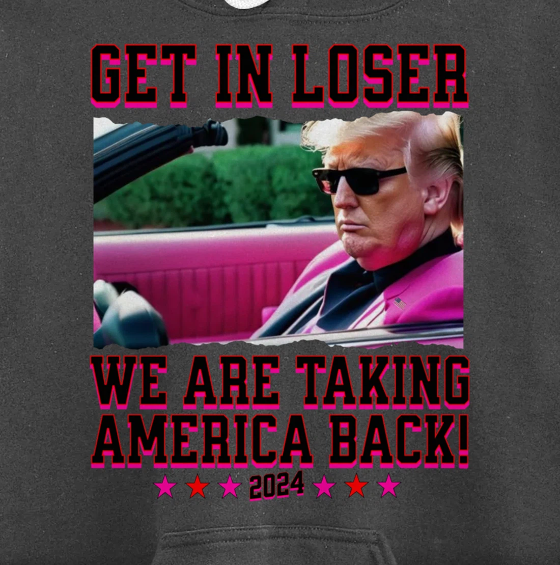 Get In Loser We Are Taking America Back Pink Trump 2024 Pullover Hoodie