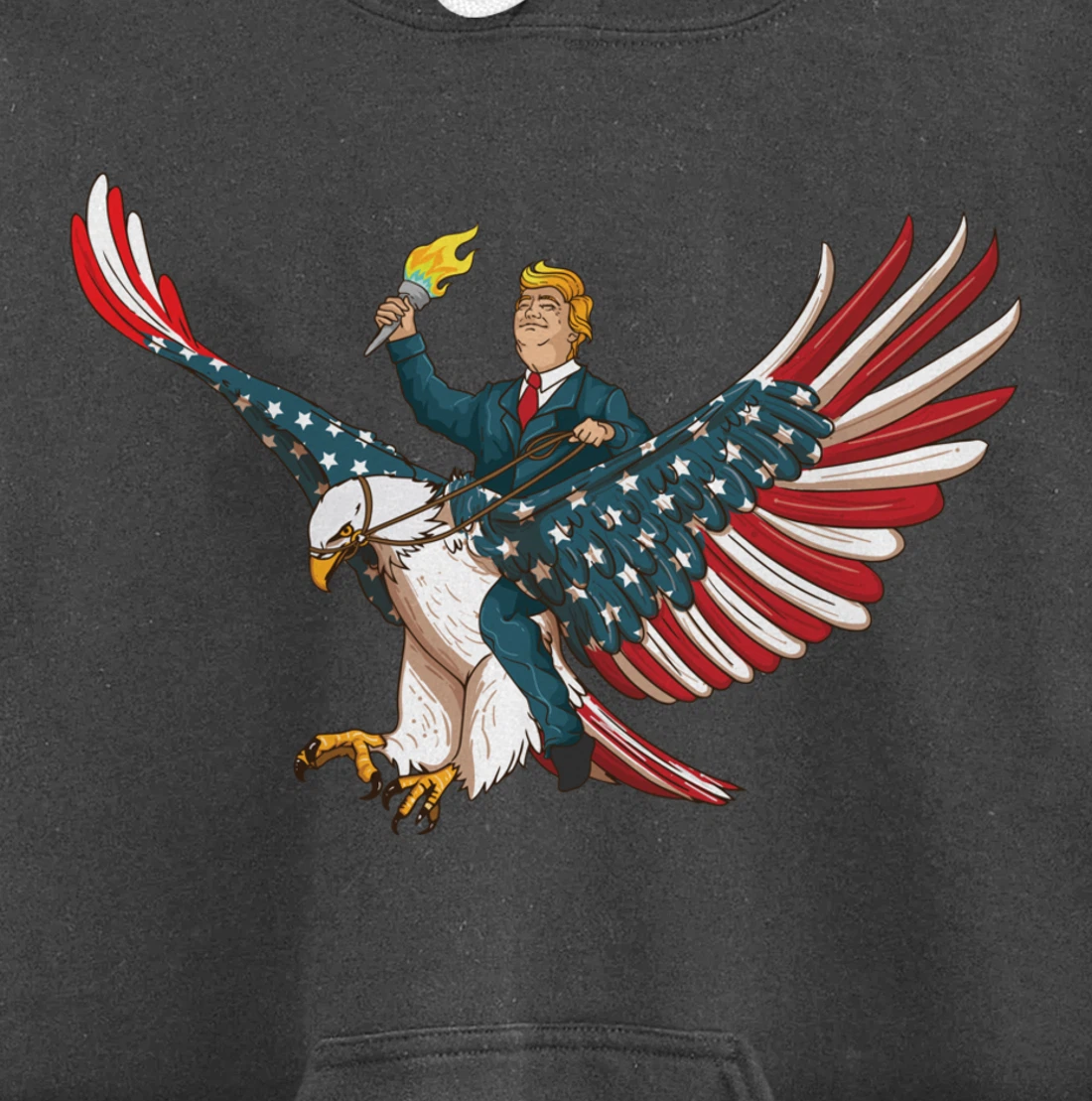 Trump On USA Eagle Cute US 4th Of July Funny American Gift Pullover Hoodie