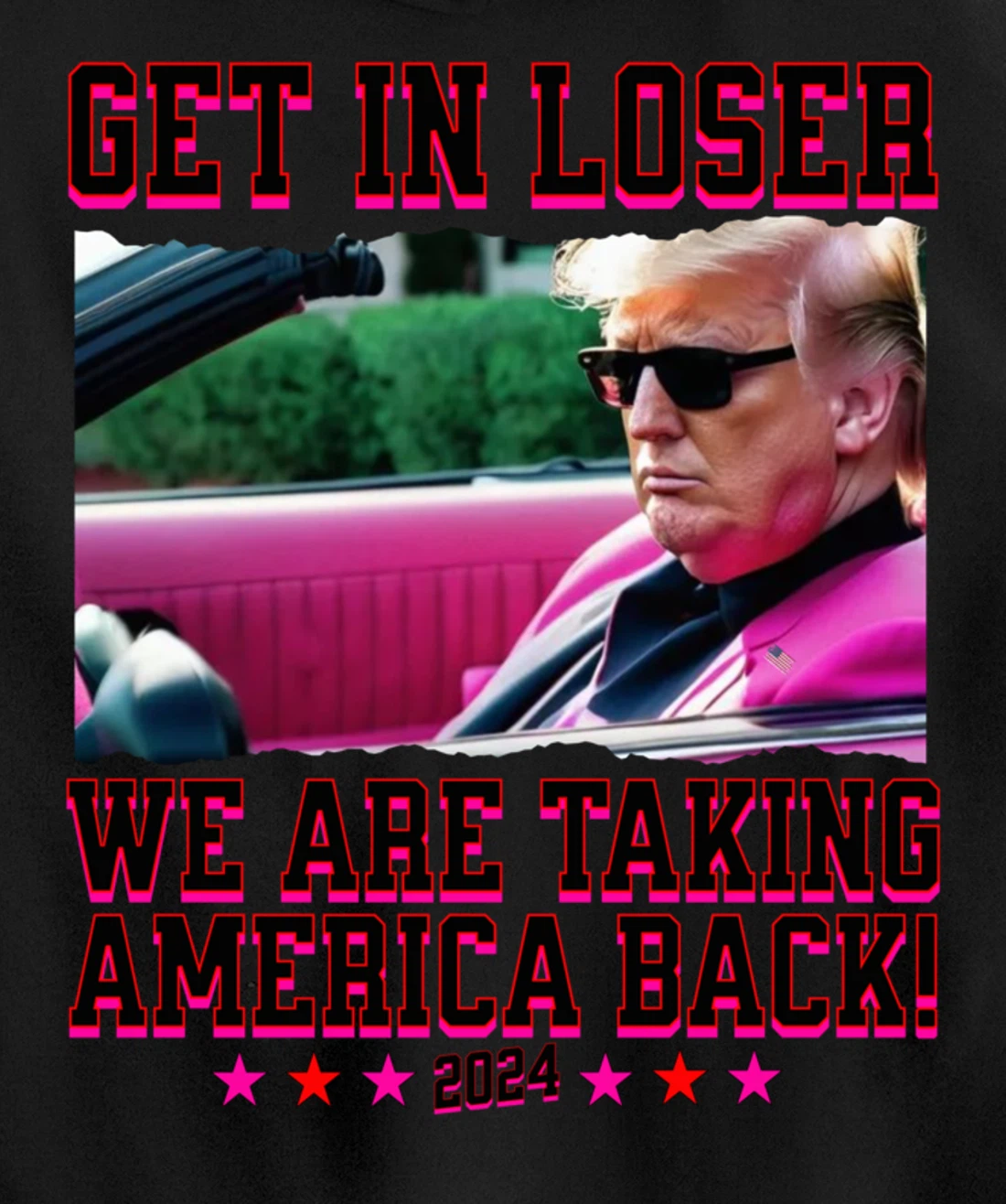 Get In Loser We Are Taking America Back Pink Trump 2024 Pullover Hoodie