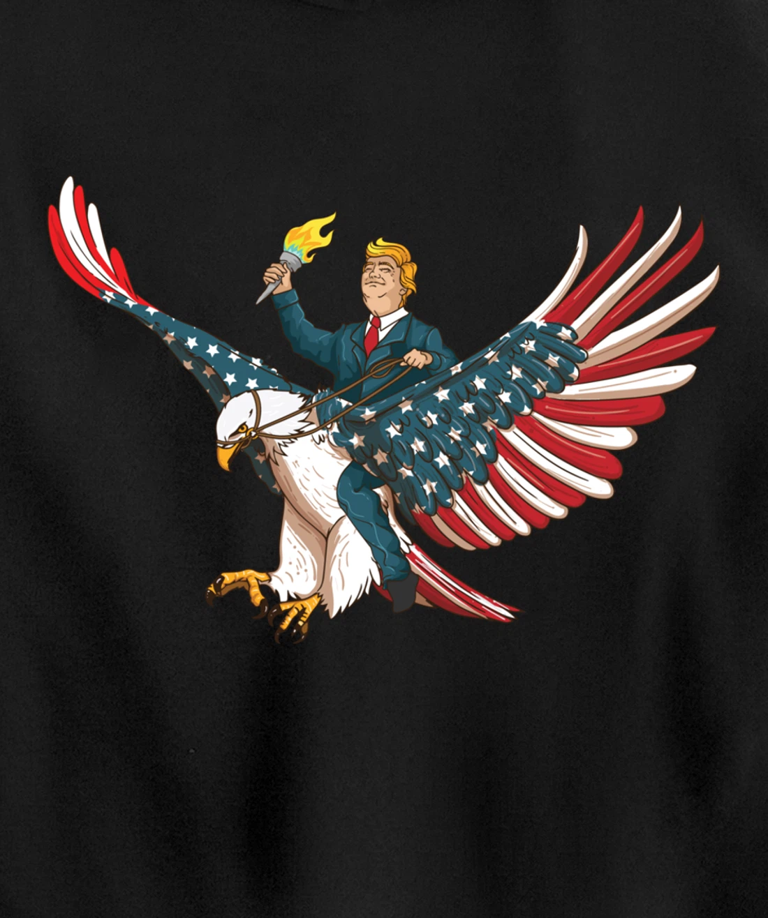 Trump On USA Eagle Cute US 4th Of July Funny American Gift Pullover Hoodie