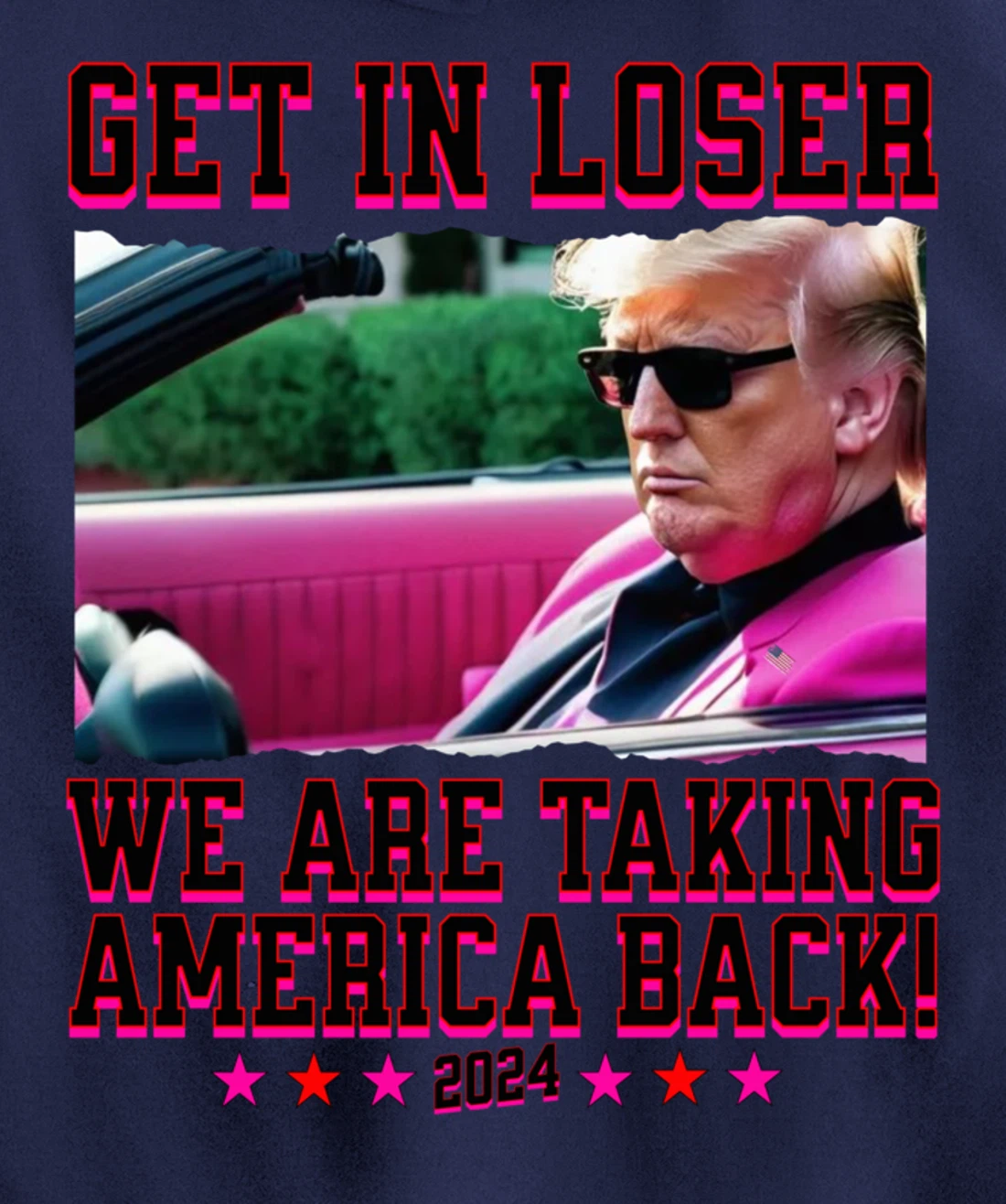 Get In Loser We Are Taking America Back Pink Trump 2024 Pullover Hoodie