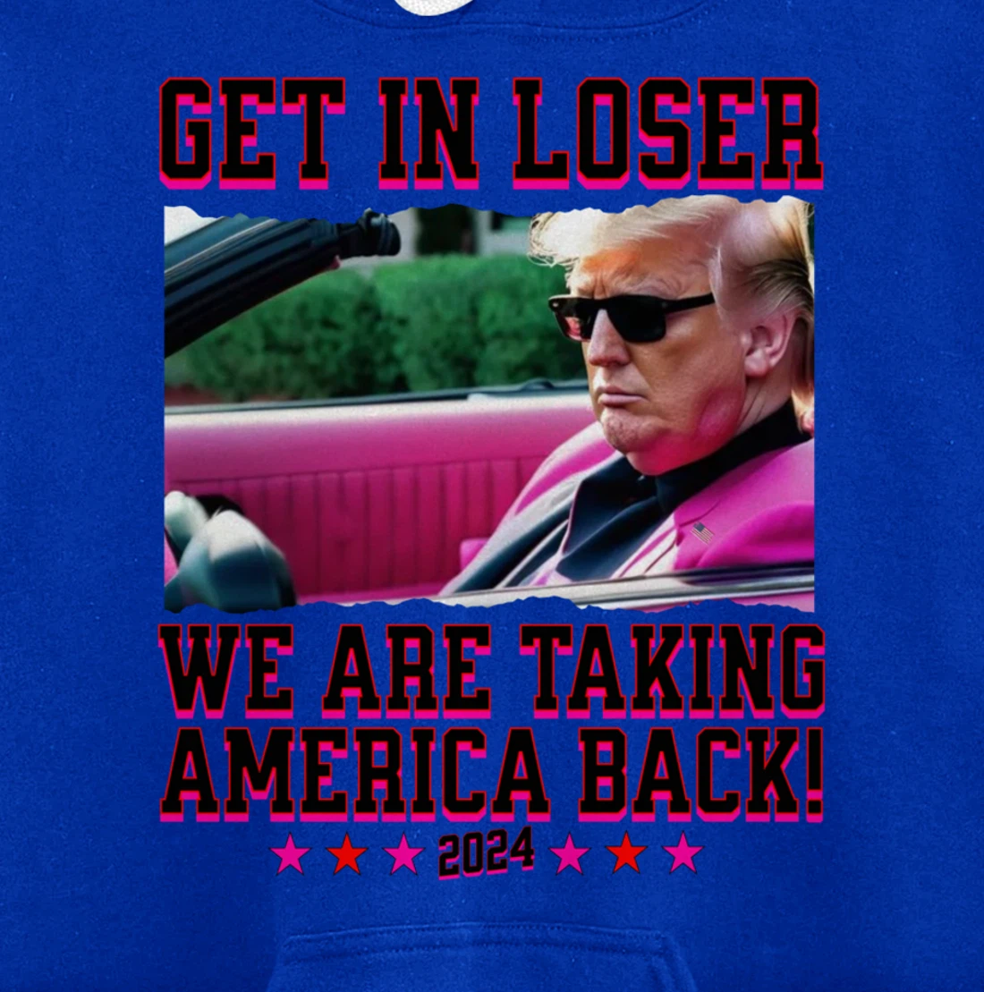 Get In Loser We Are Taking America Back Pink Trump 2024 Pullover Hoodie