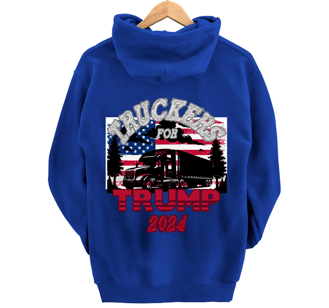 Patriotic American Flag Trump 2024 Pullover Hoodie