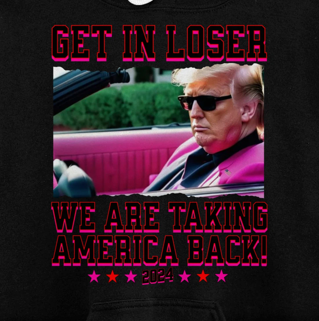 Get In Loser We Are Taking America Back Pink Trump 2024 Pullover Hoodie