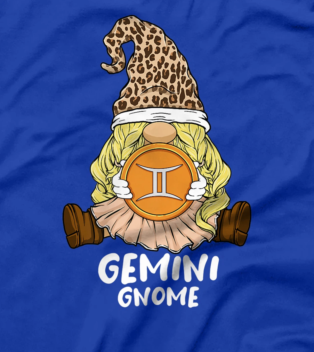Gemini Gnome Zodiac Sign Leopard Print Hat for Girls Women T-Shirt, Women T-Shirt