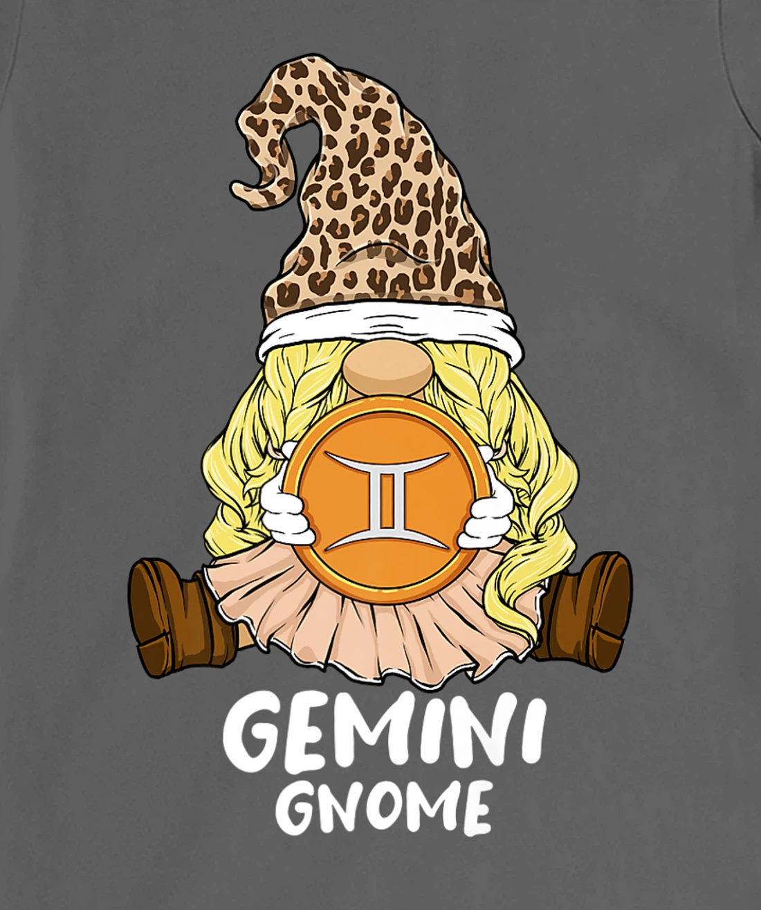 Gemini Gnome Zodiac Sign Leopard Print Hat for Girls Women T-Shirt, Women T-Shirt