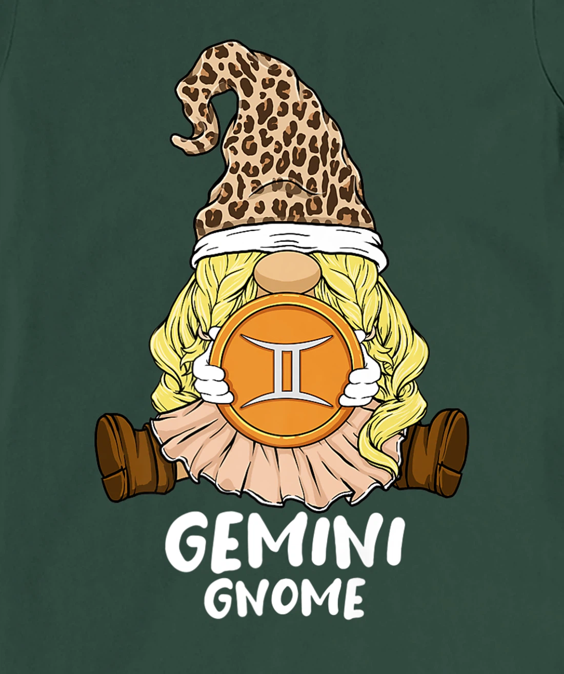 Gemini Gnome Zodiac Sign Leopard Print Hat for Girls Women T-Shirt, Women T-Shirt