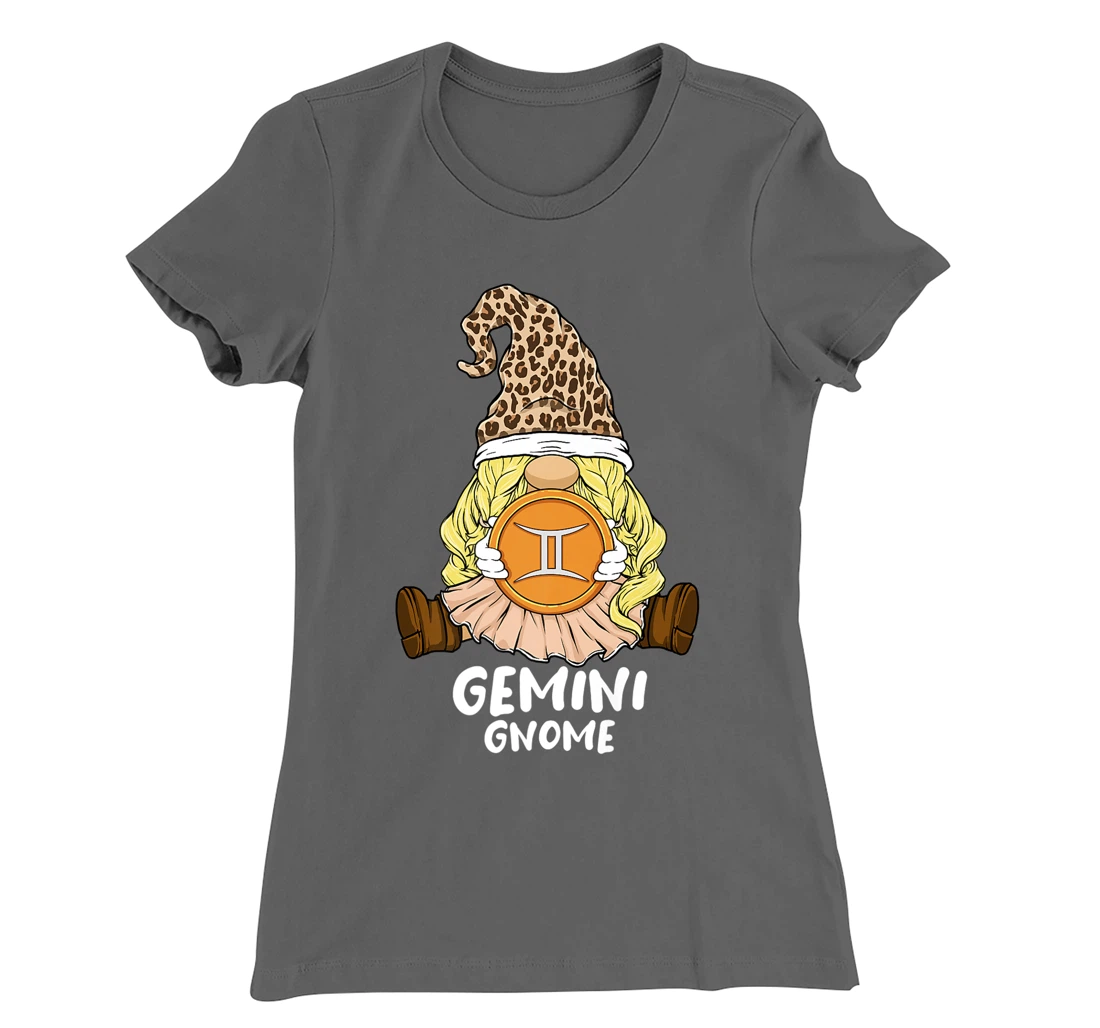 Gemini Gnome Zodiac Sign Leopard Print Hat for Girls Women T-Shirt, Women T-Shirt