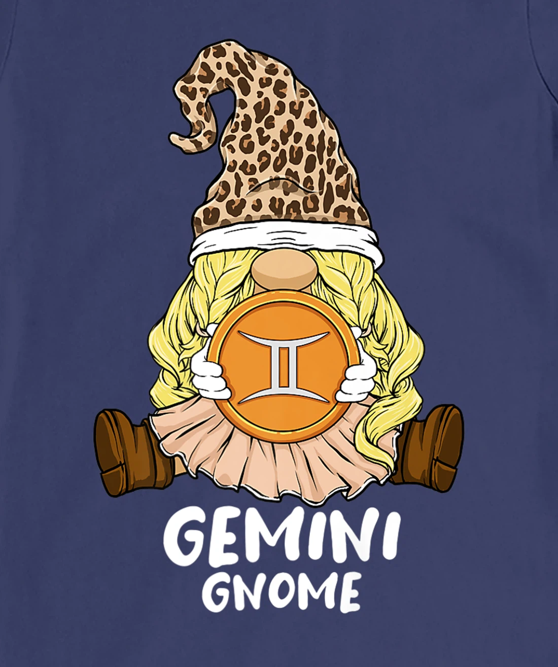 Gemini Gnome Zodiac Sign Leopard Print Hat for Girls Women T-Shirt, Women T-Shirt