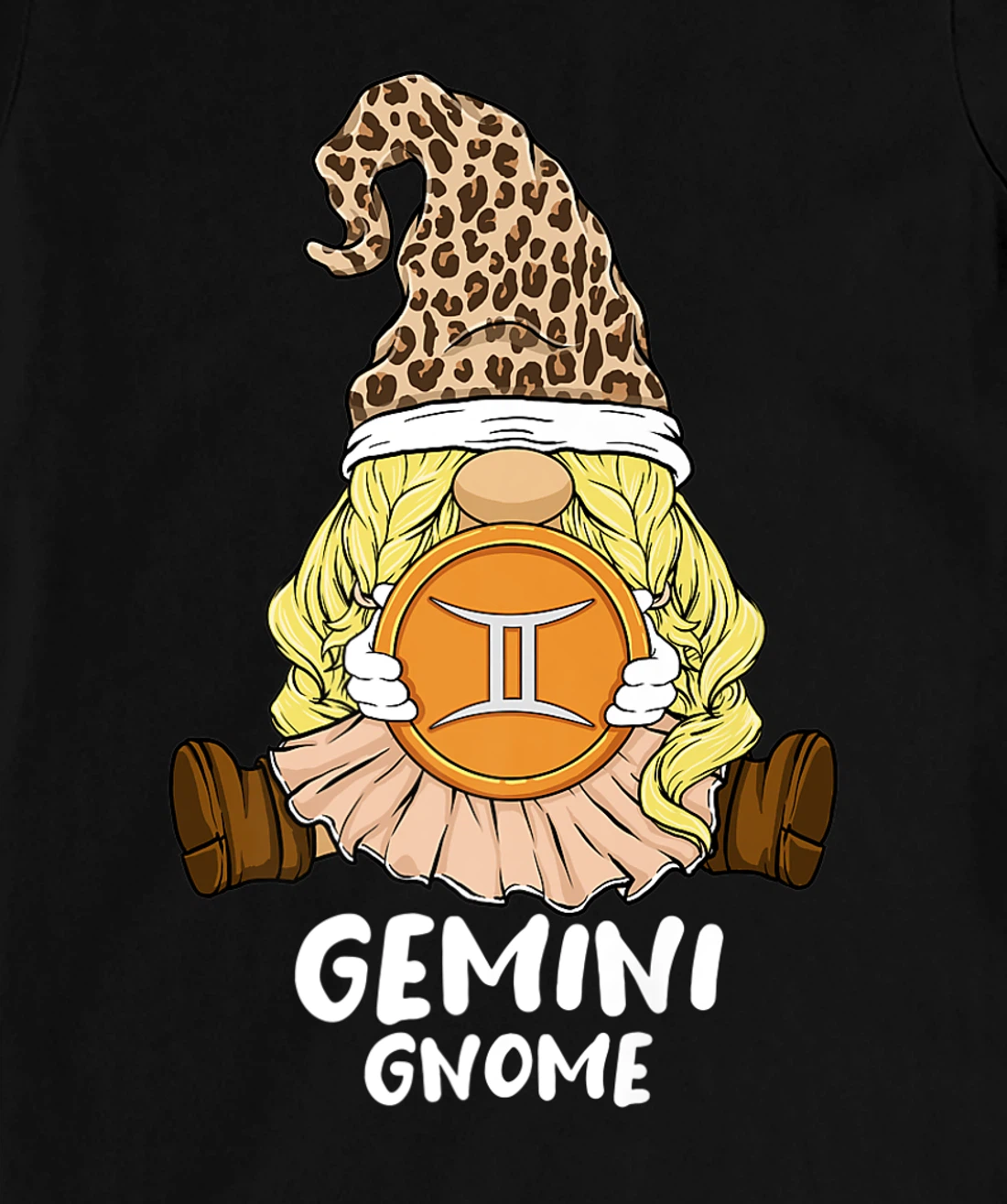 Gemini Gnome Zodiac Sign Leopard Print Hat for Girls Women T-Shirt, Women T-Shirt