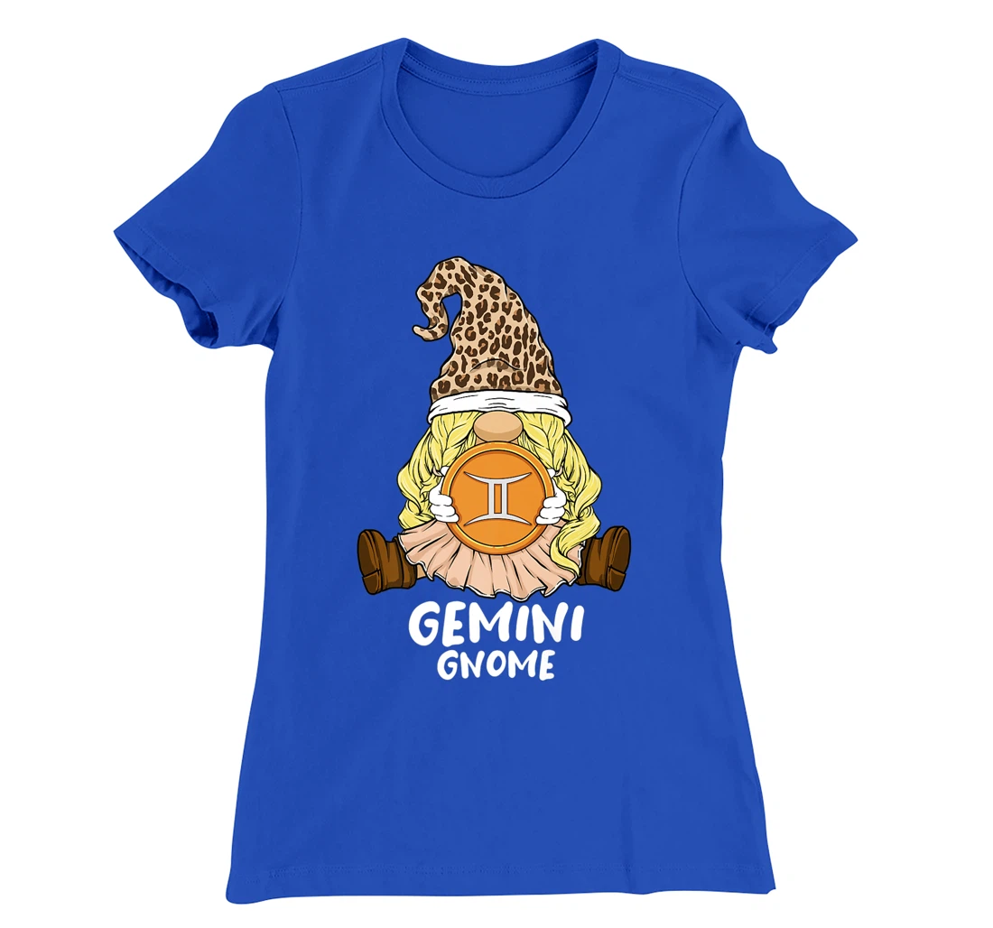 Gemini Gnome Zodiac Sign Leopard Print Hat for Girls Women T-Shirt, Women T-Shirt