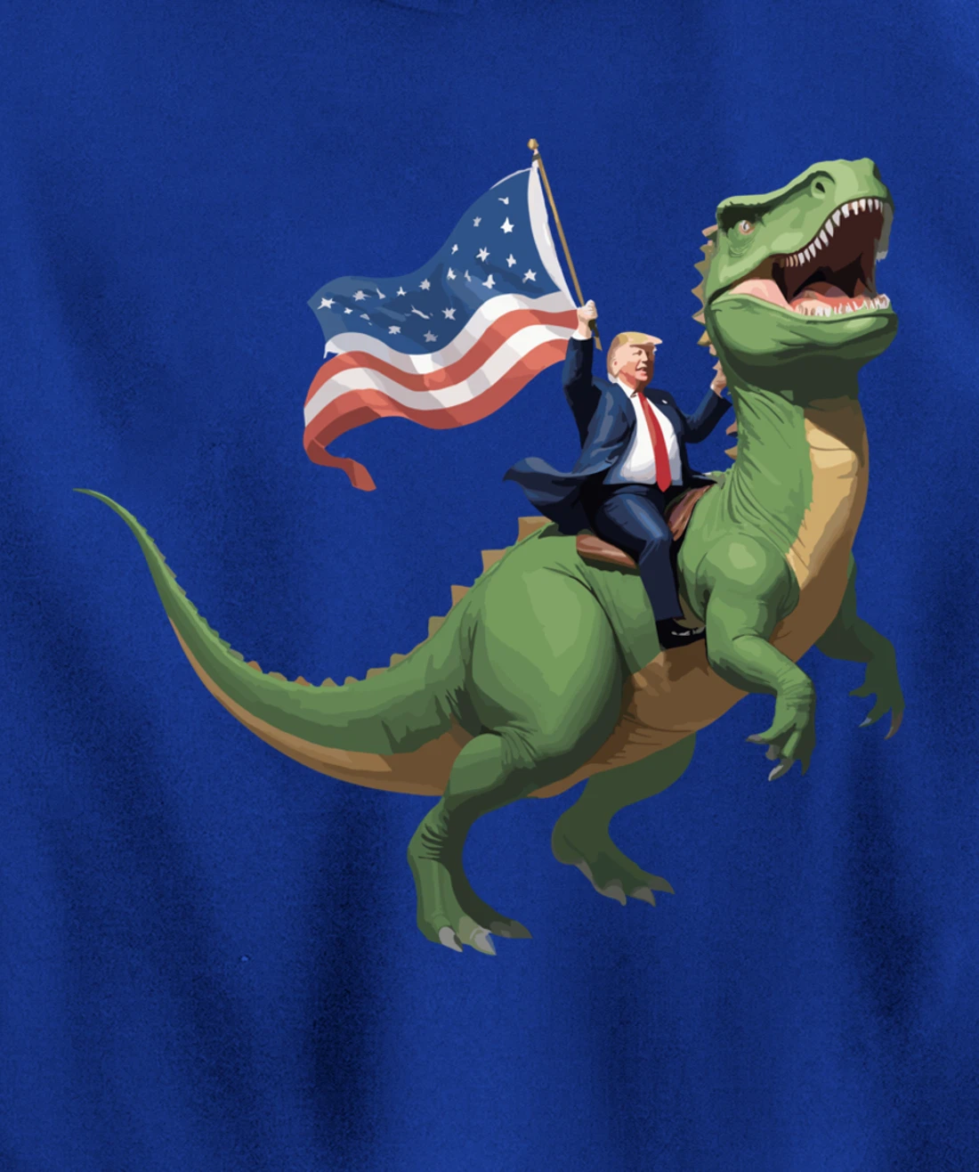 Trump Riding a Dinosaur USA Flag Take America Back 2024 Pullover Hoodie