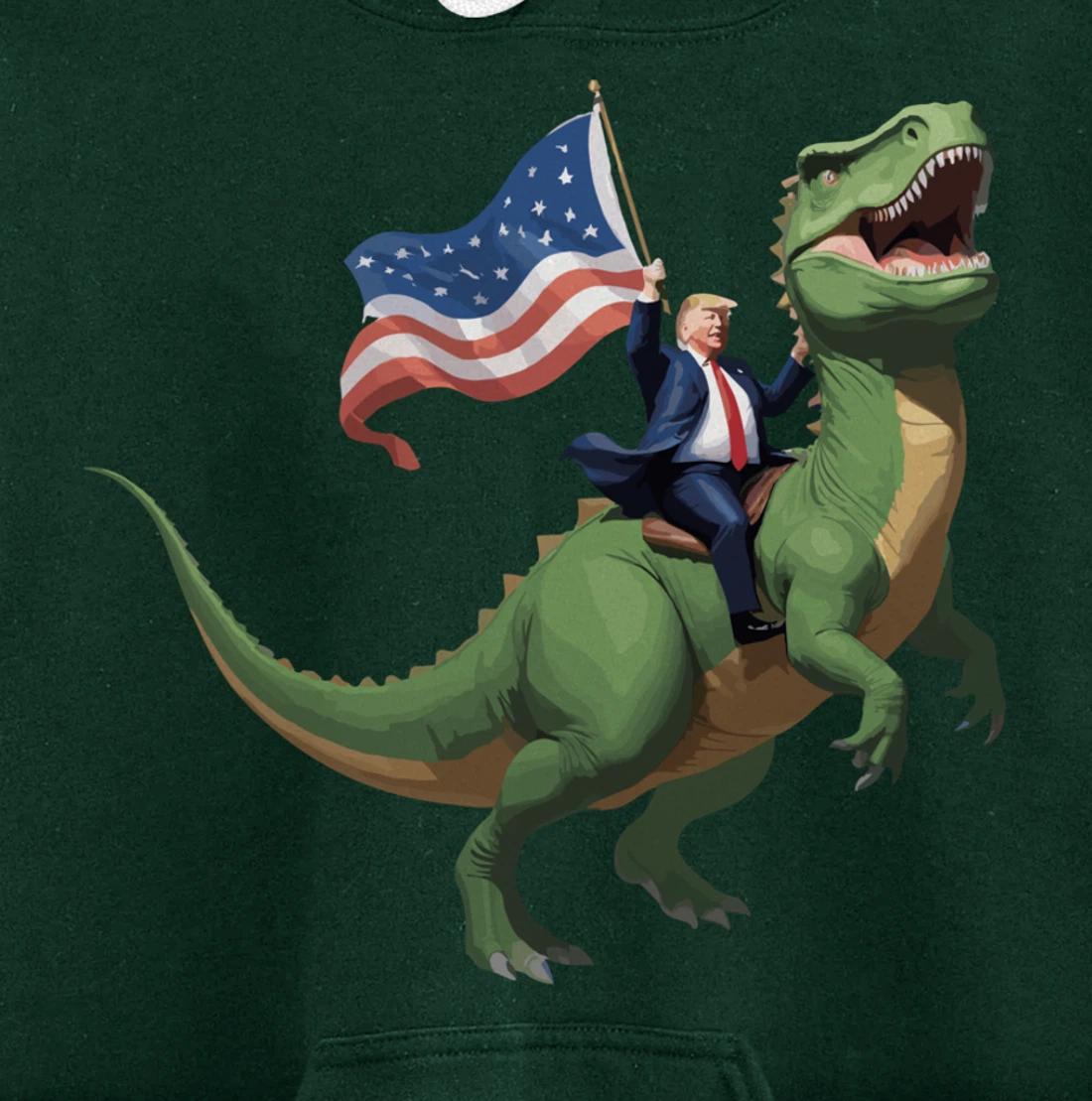 Trump Riding a Dinosaur USA Flag Take America Back 2024 Pullover Hoodie