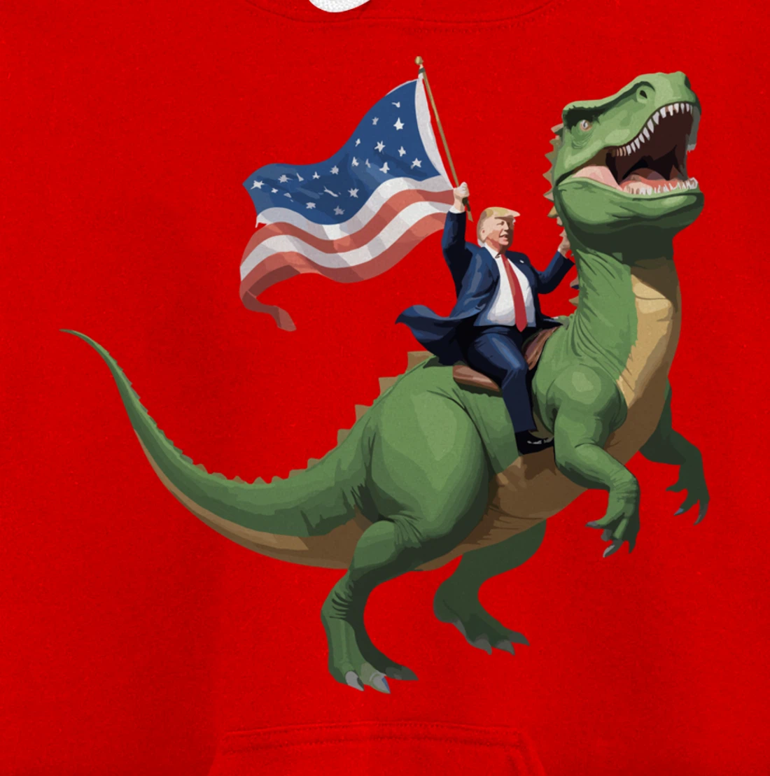 Trump Riding a Dinosaur USA Flag Take America Back 2024 Pullover Hoodie