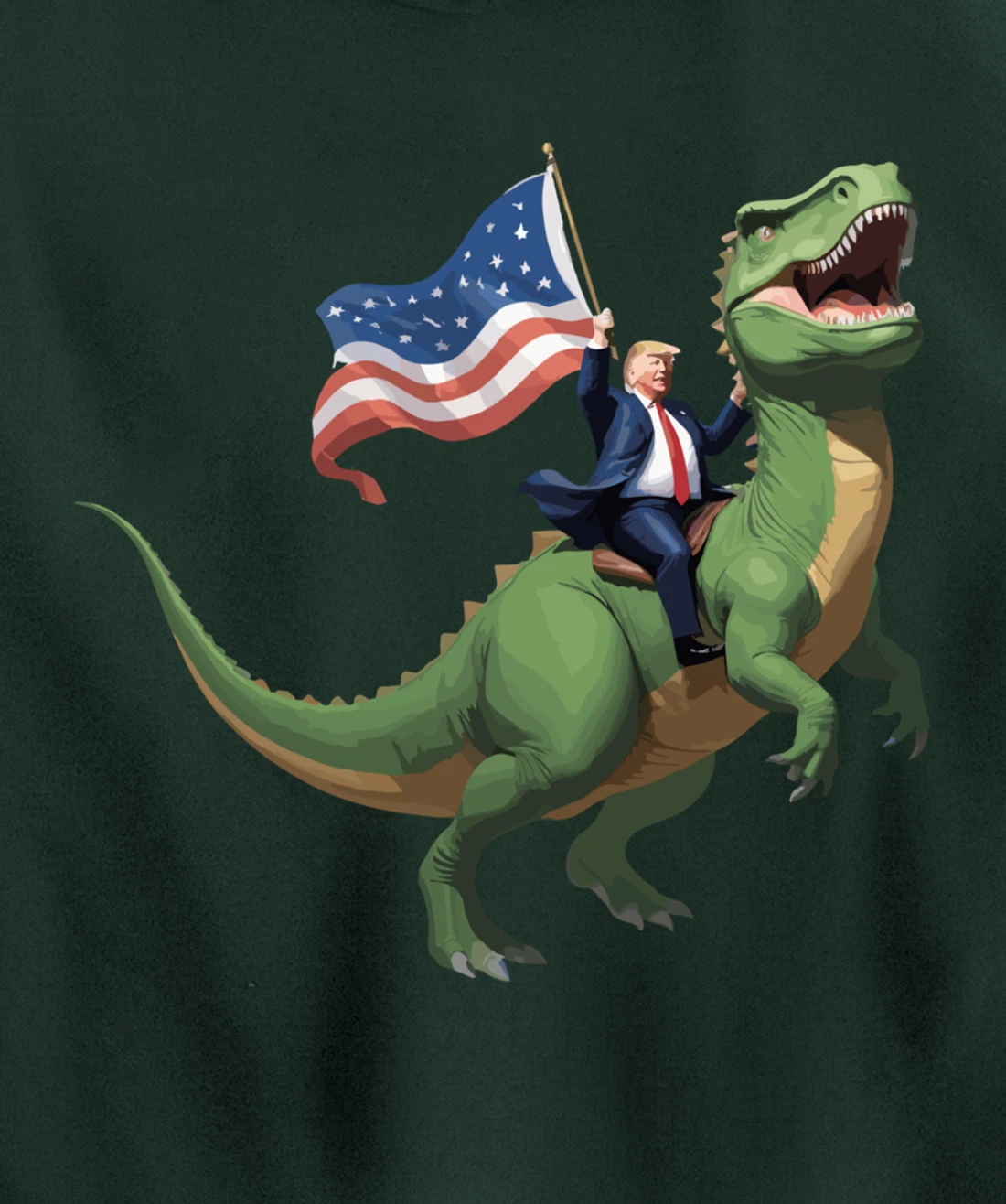 Trump Riding a Dinosaur USA Flag Take America Back 2024 Pullover Hoodie
