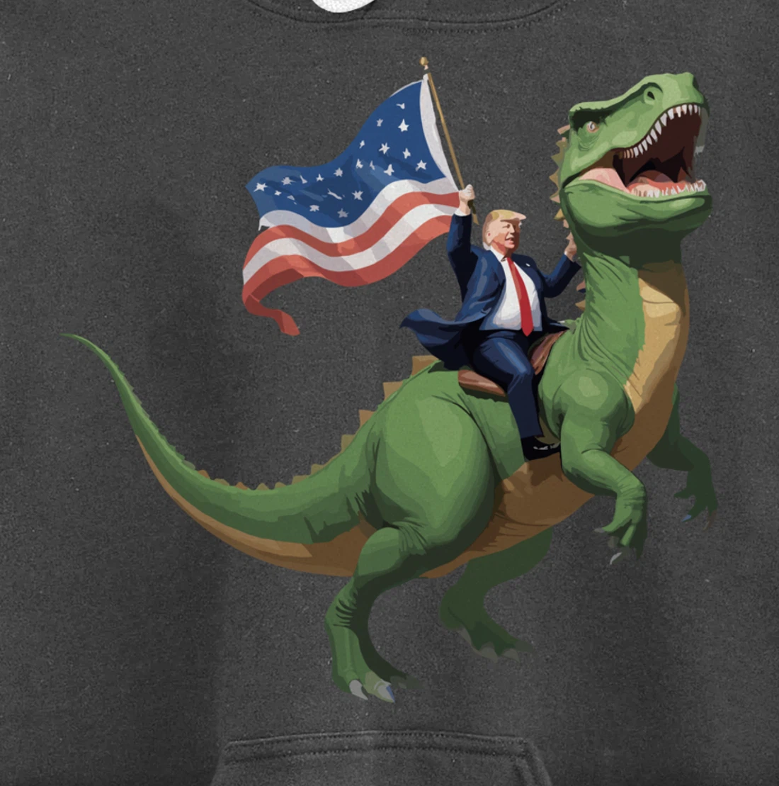 Trump Riding a Dinosaur USA Flag Take America Back 2024 Pullover Hoodie