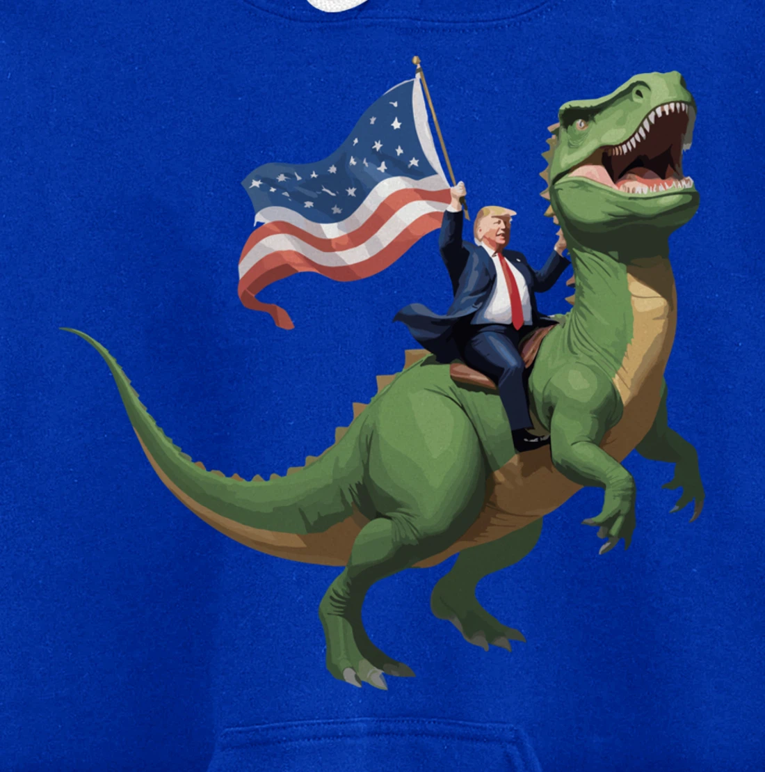 Trump Riding a Dinosaur USA Flag Take America Back 2024 Pullover Hoodie