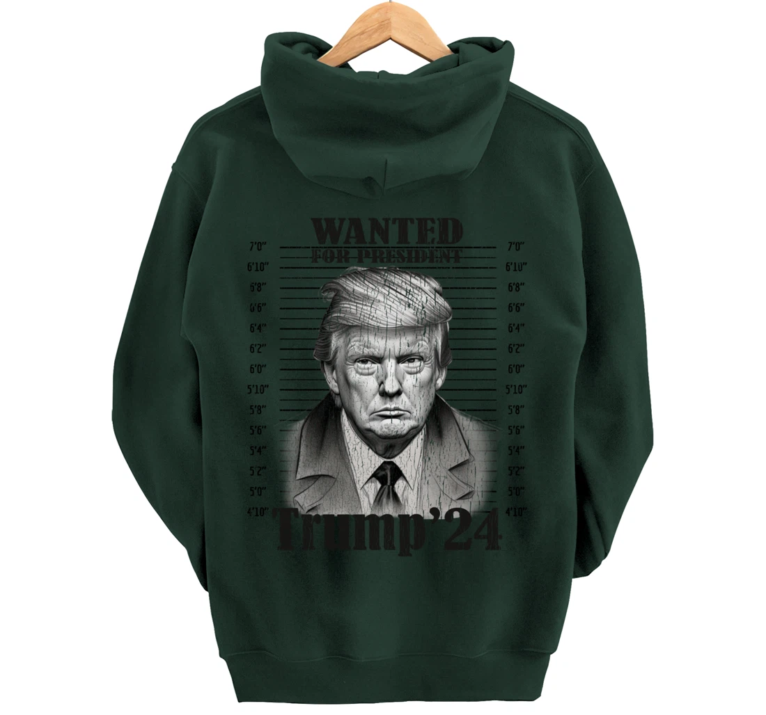 Donald Trump 2024 Mugshot Wanted For President 2024 Funny Pullover Hoodie
