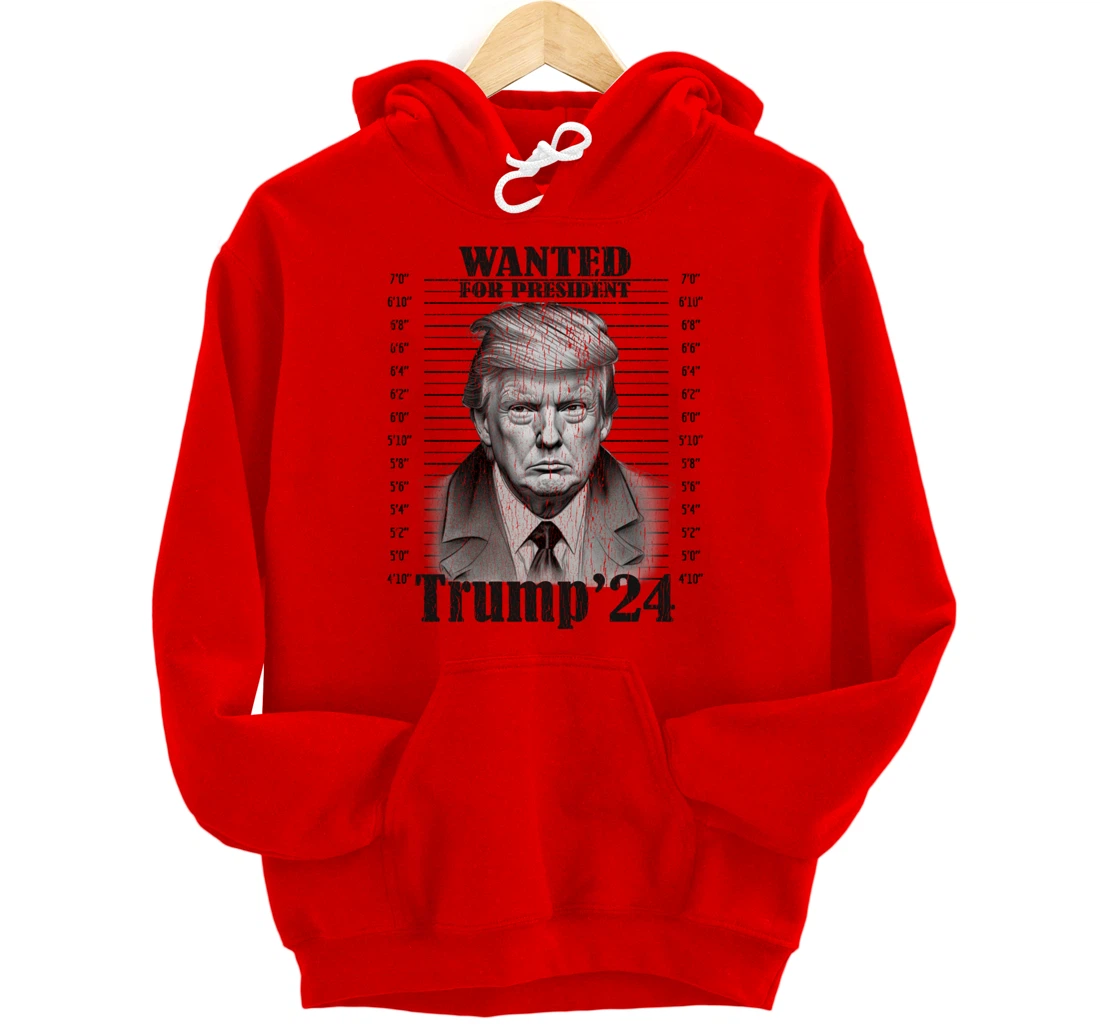 Donald Trump 2024 Mugshot Wanted For President 2024 Funny Pullover Hoodie