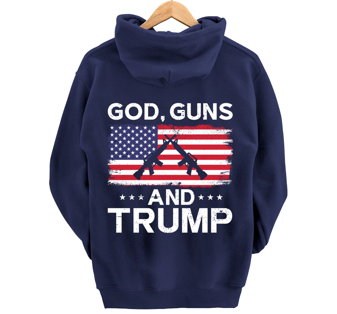 2024 President Donald Trump Tee God Guns And Trump Pullover Hoodie