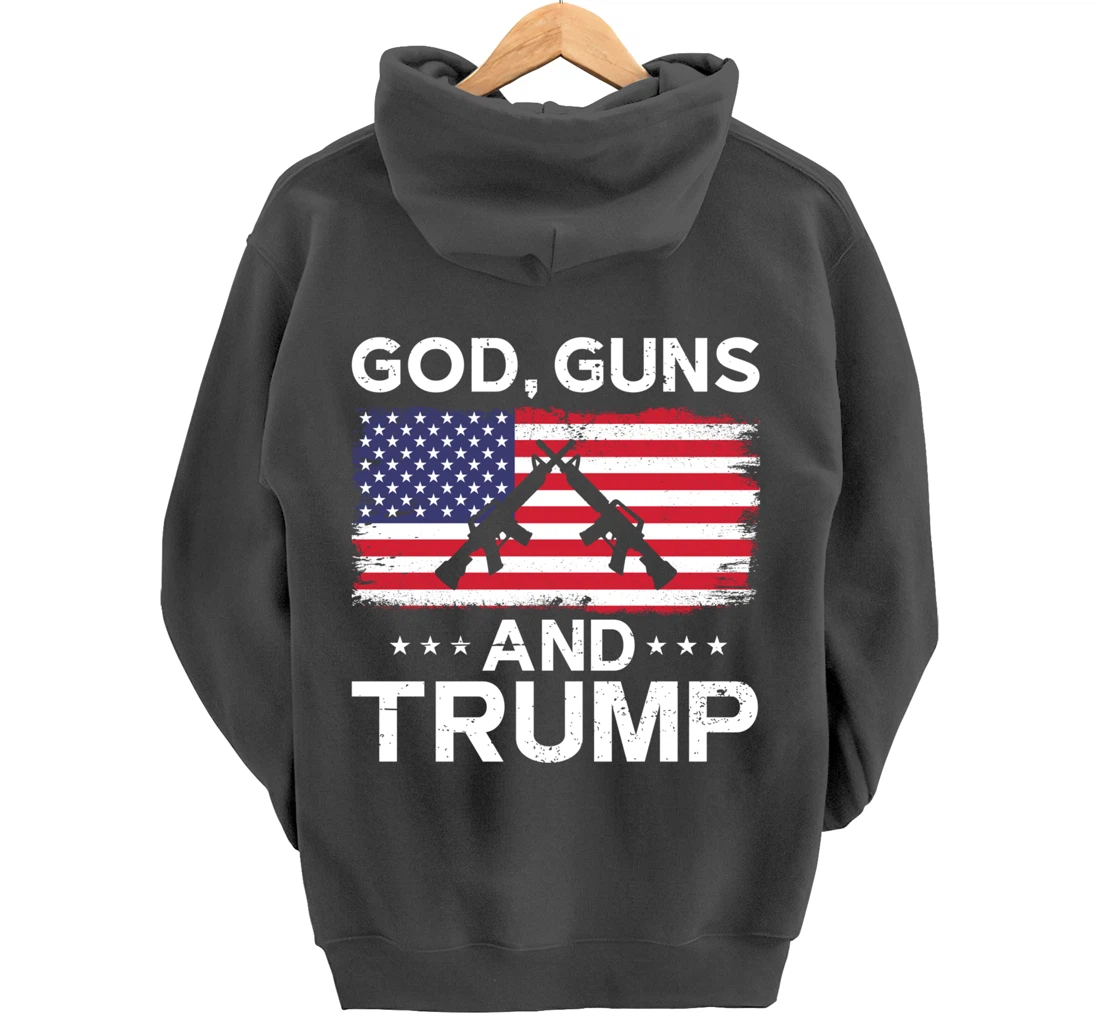 2024 President Donald Trump Tee God Guns And Trump Pullover Hoodie