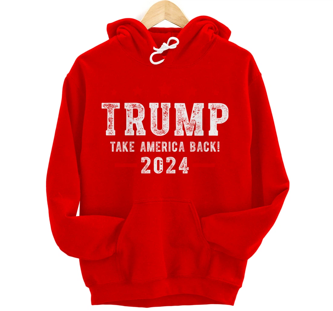 Trump 2024 Take America Back USA Patriotic American Flag Pullover Hoodie