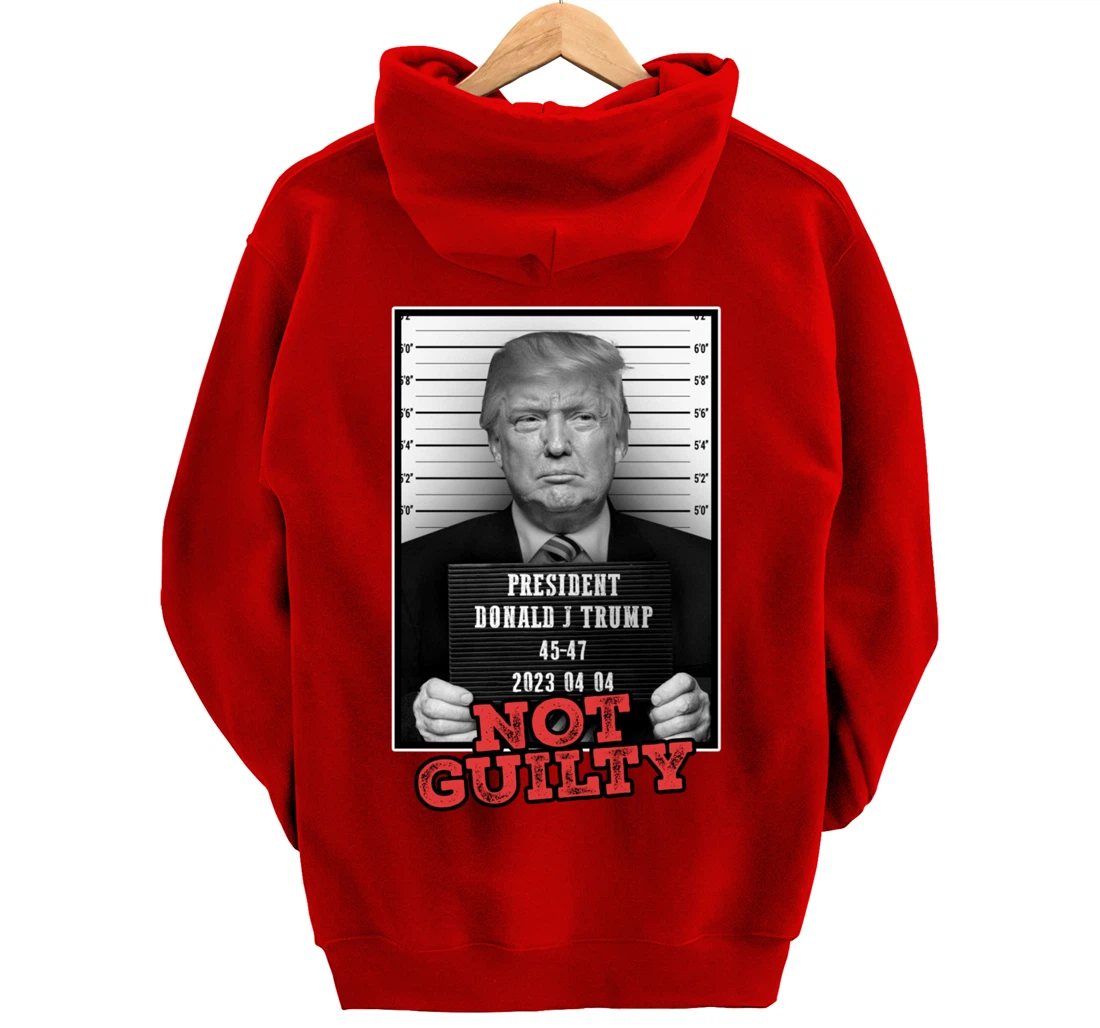 Funny Donald Trump Not Guilty Mug Shot, Free Trump 2024 Pullover Hoodie