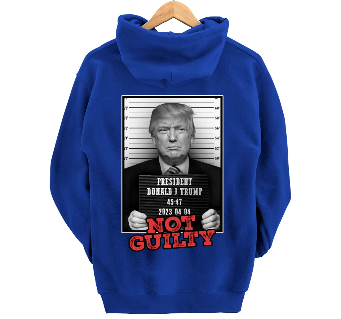 Funny Donald Trump Not Guilty Mug Shot, Free Trump 2024 Pullover Hoodie