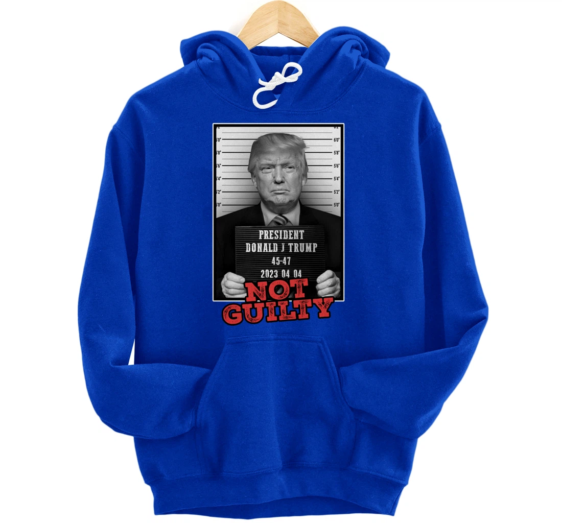 Funny Donald Trump Not Guilty Mug Shot, Free Trump 2024 Pullover Hoodie