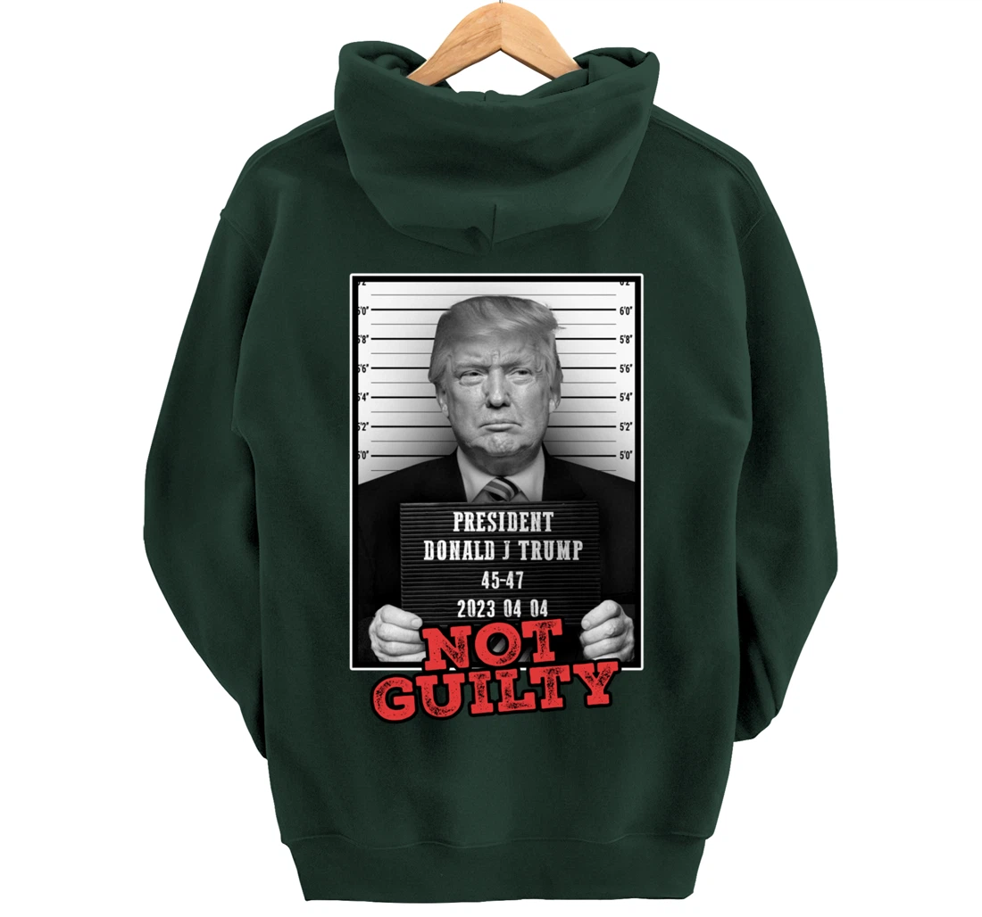 Funny Donald Trump Not Guilty Mug Shot, Free Trump 2024 Pullover Hoodie